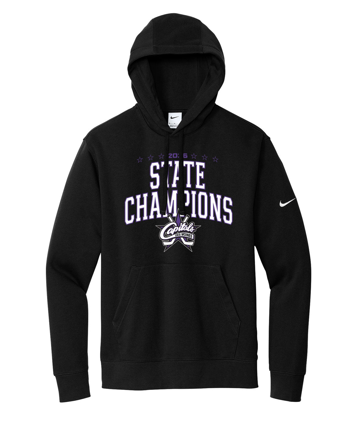 Des Moines Capitals - 2026 State Championship Arch Nike Fleece Hoodie