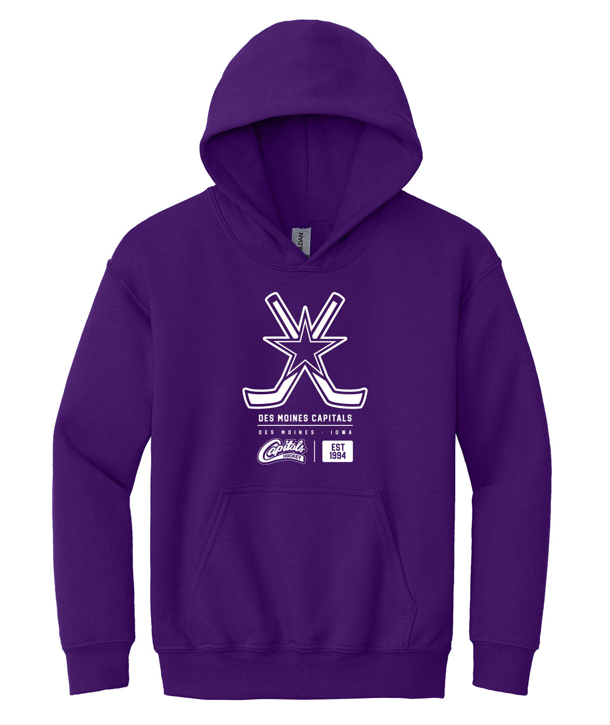 Des Moines Capitals Hockey Tag Youth Hooded Sweatshirt