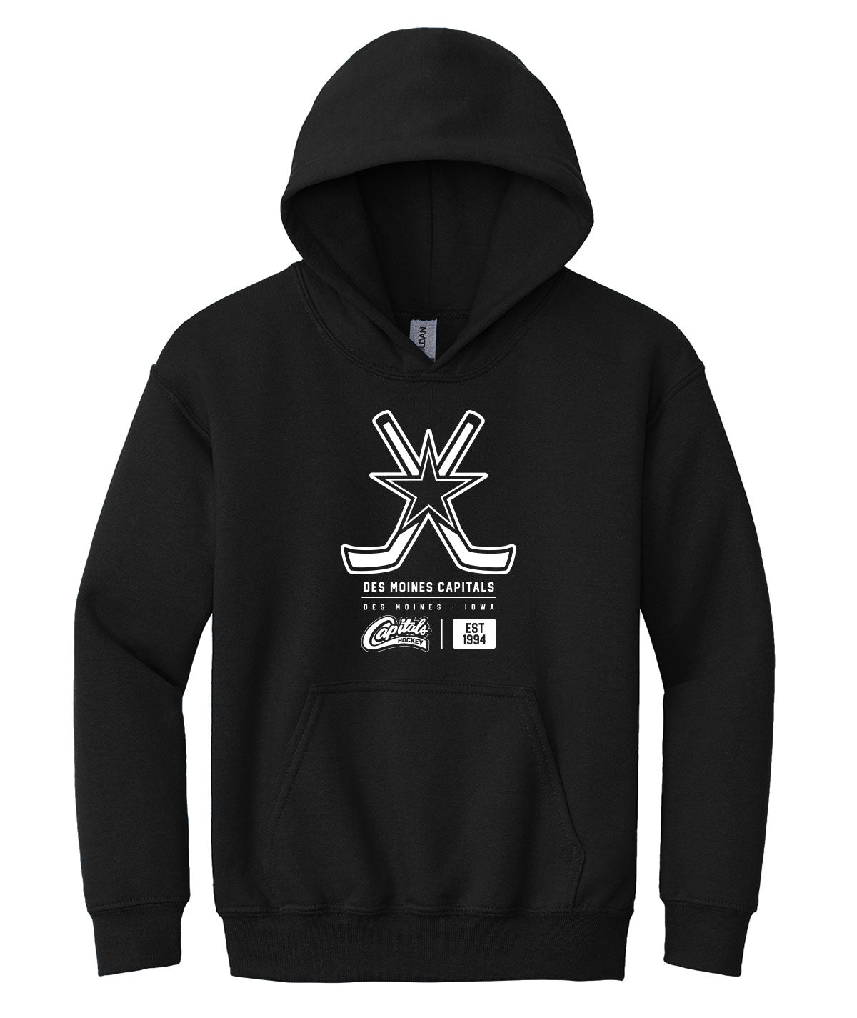 Des Moines Capitals Hockey Tag Youth Hooded Sweatshirt