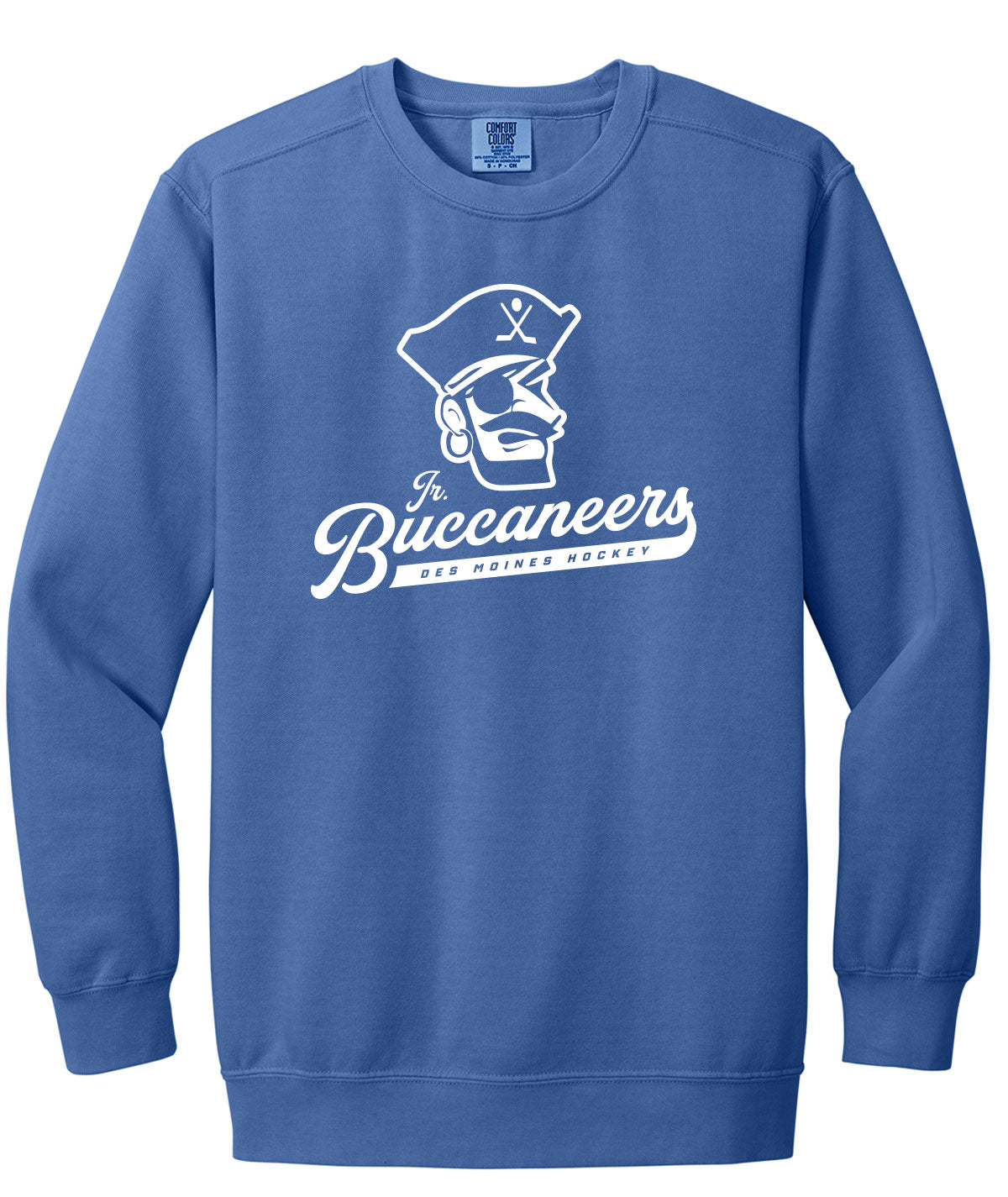 Des Moines Jr. Buccaneers Script Comfort Colors Crewneck Sweatshirt