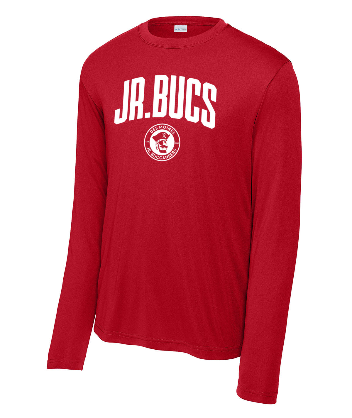 Des Moines Jr. Bucs Arch Long-Sleeve Performance Tee