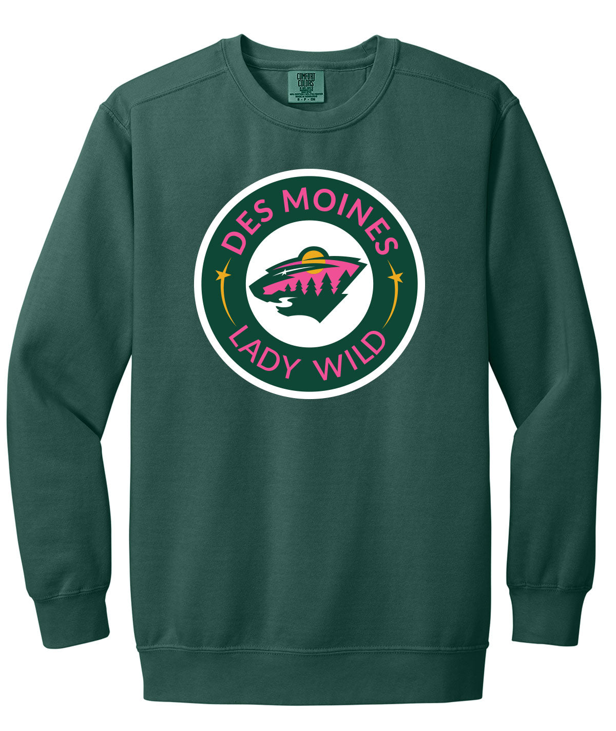 Des Moines Lady Wild Comfort Colors Crewneck Sweatshirt