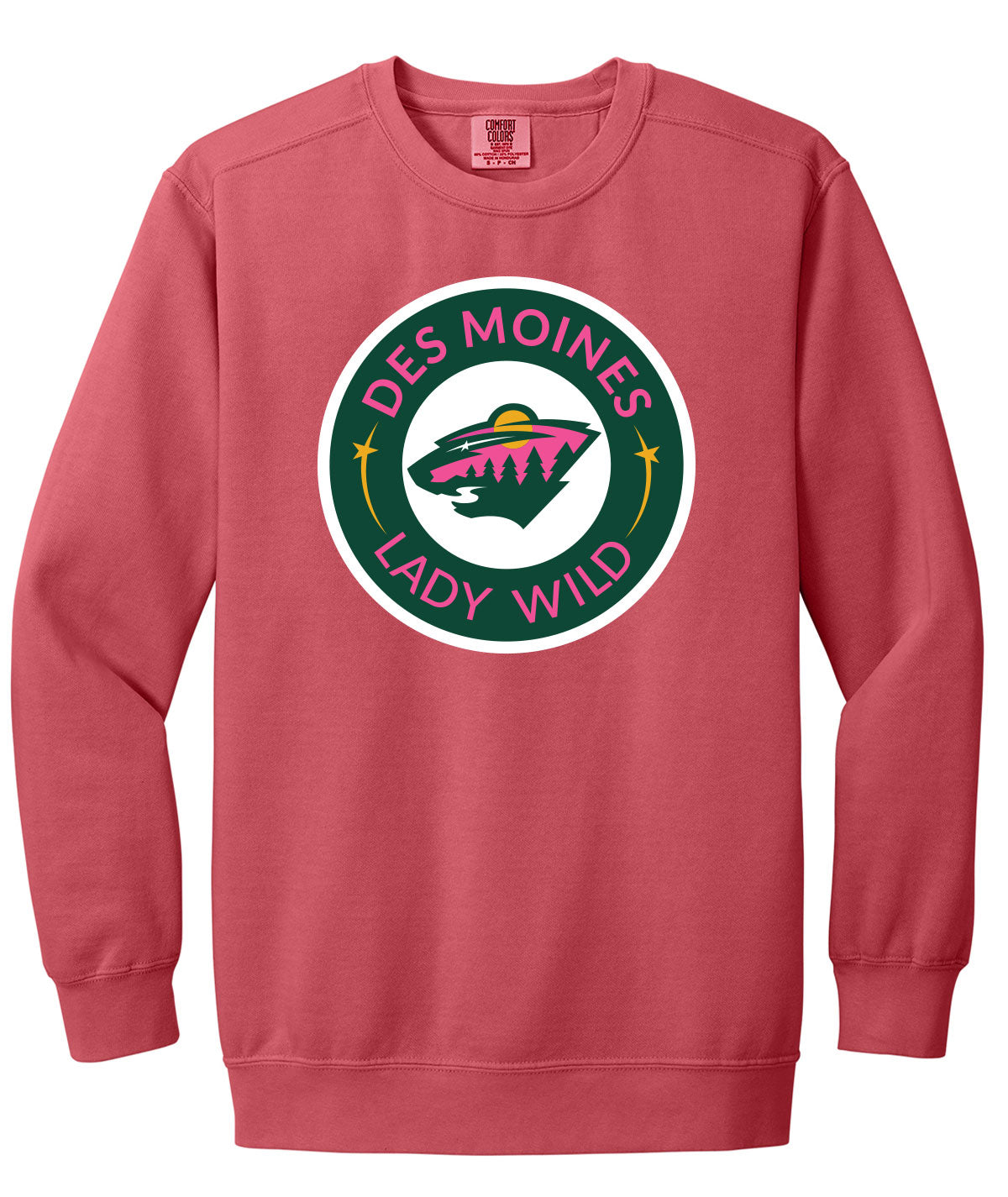 Des Moines Lady Wild Comfort Colors Crewneck Sweatshirt