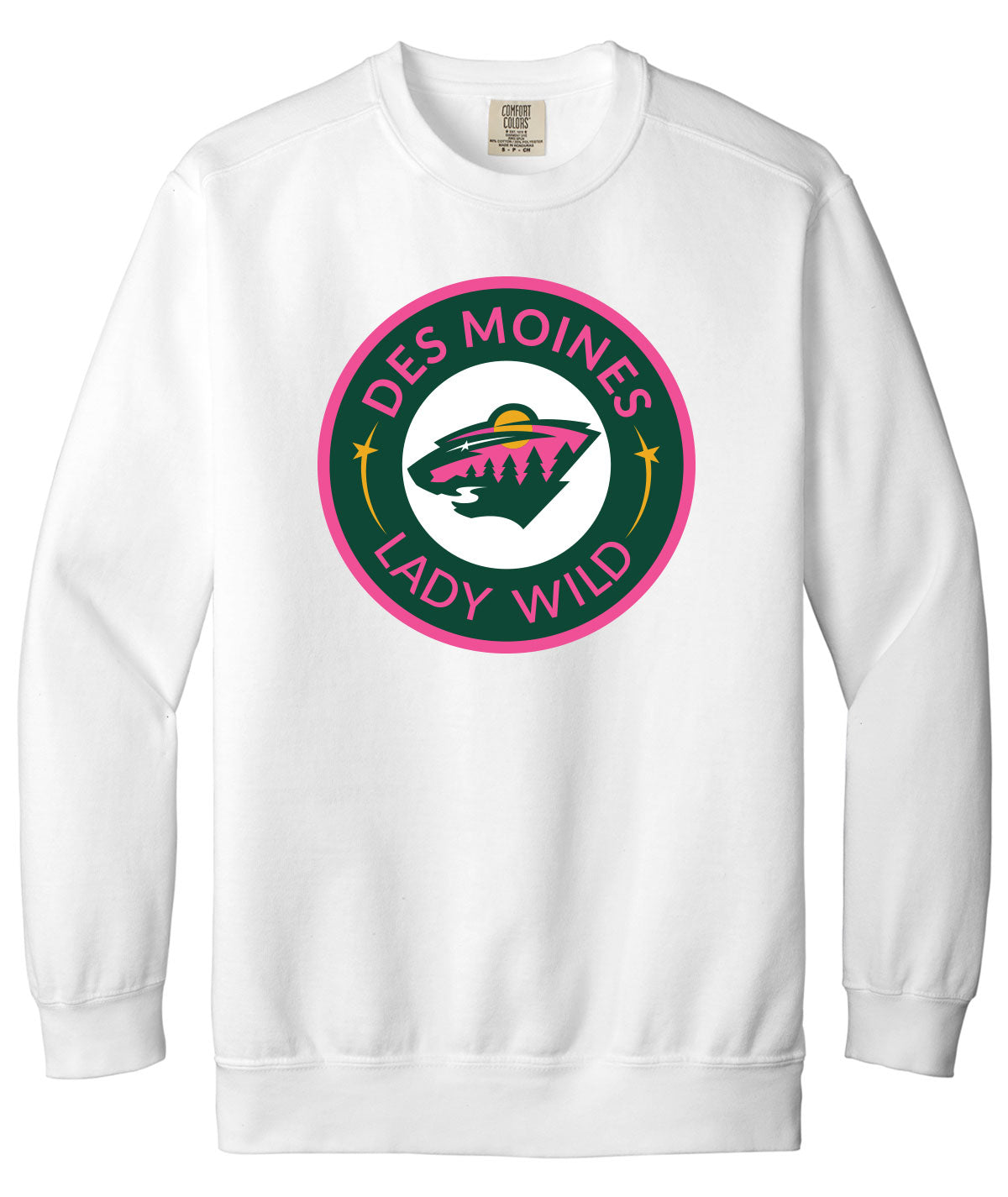 Des Moines Lady Wild Comfort Colors Crewneck Sweatshirt
