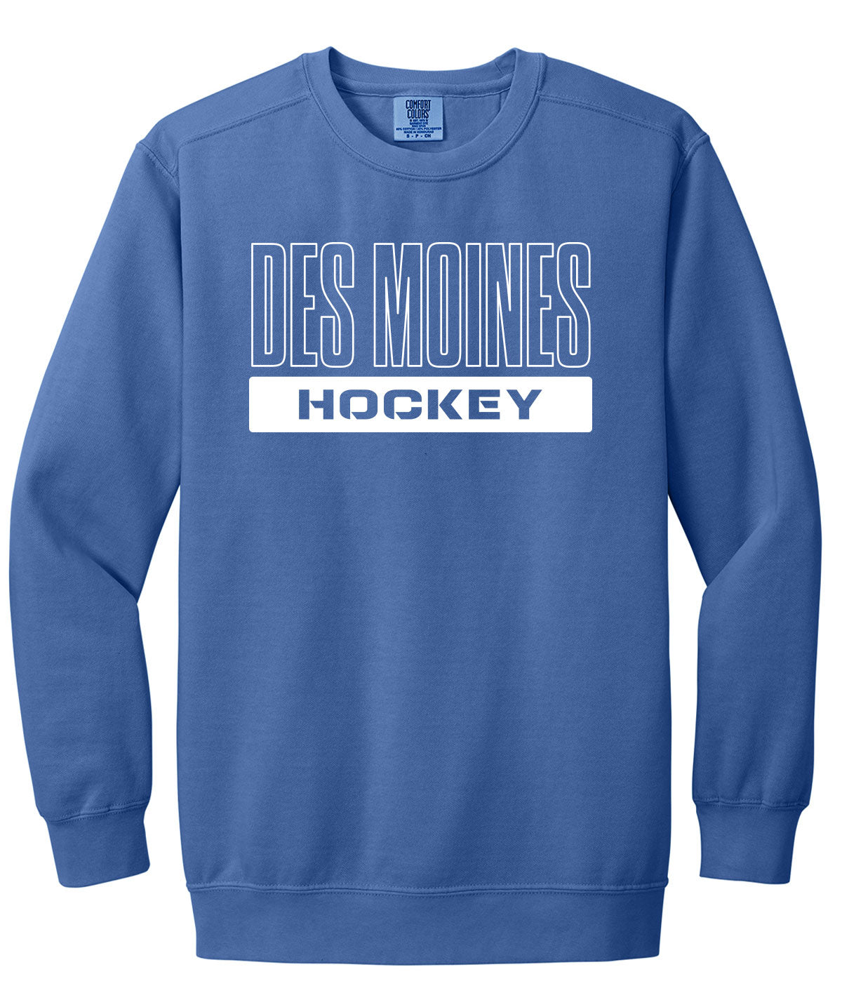 Des Moines Hockey Comfort Colors Crewneck Sweatshirt