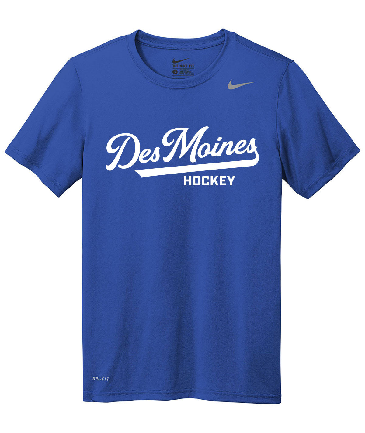 Des Moines Hockey Script Nike Legend Tee