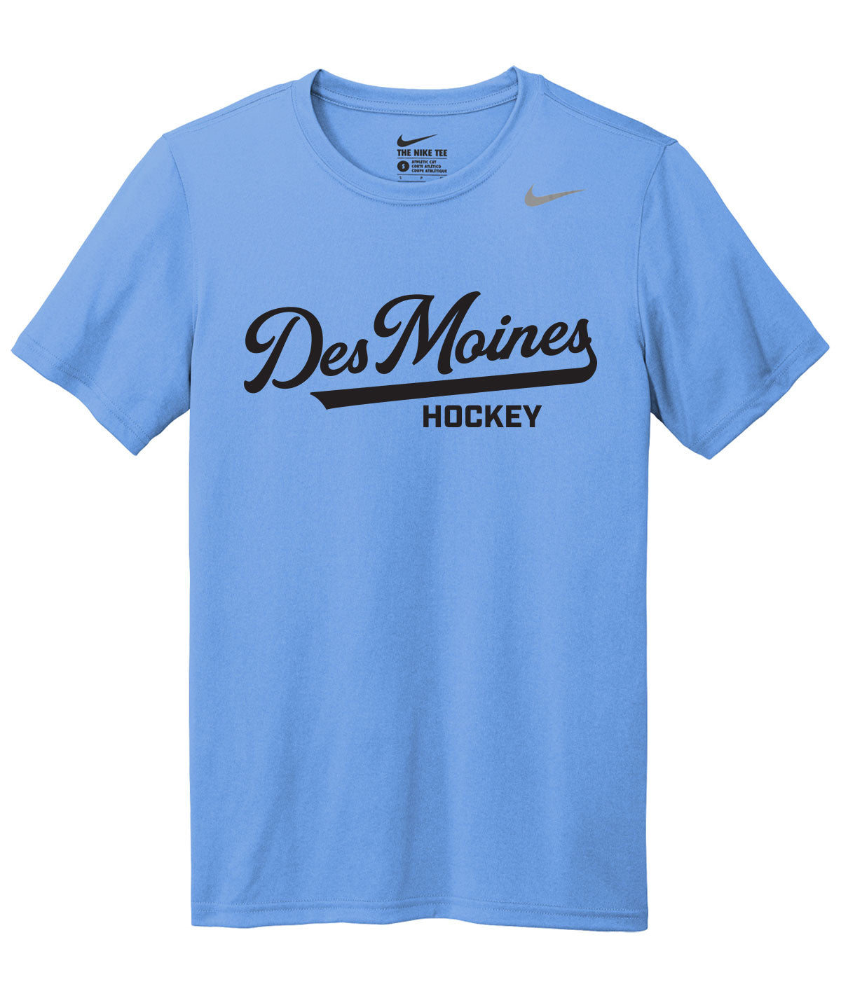 Des Moines Hockey Script Nike Legend Tee