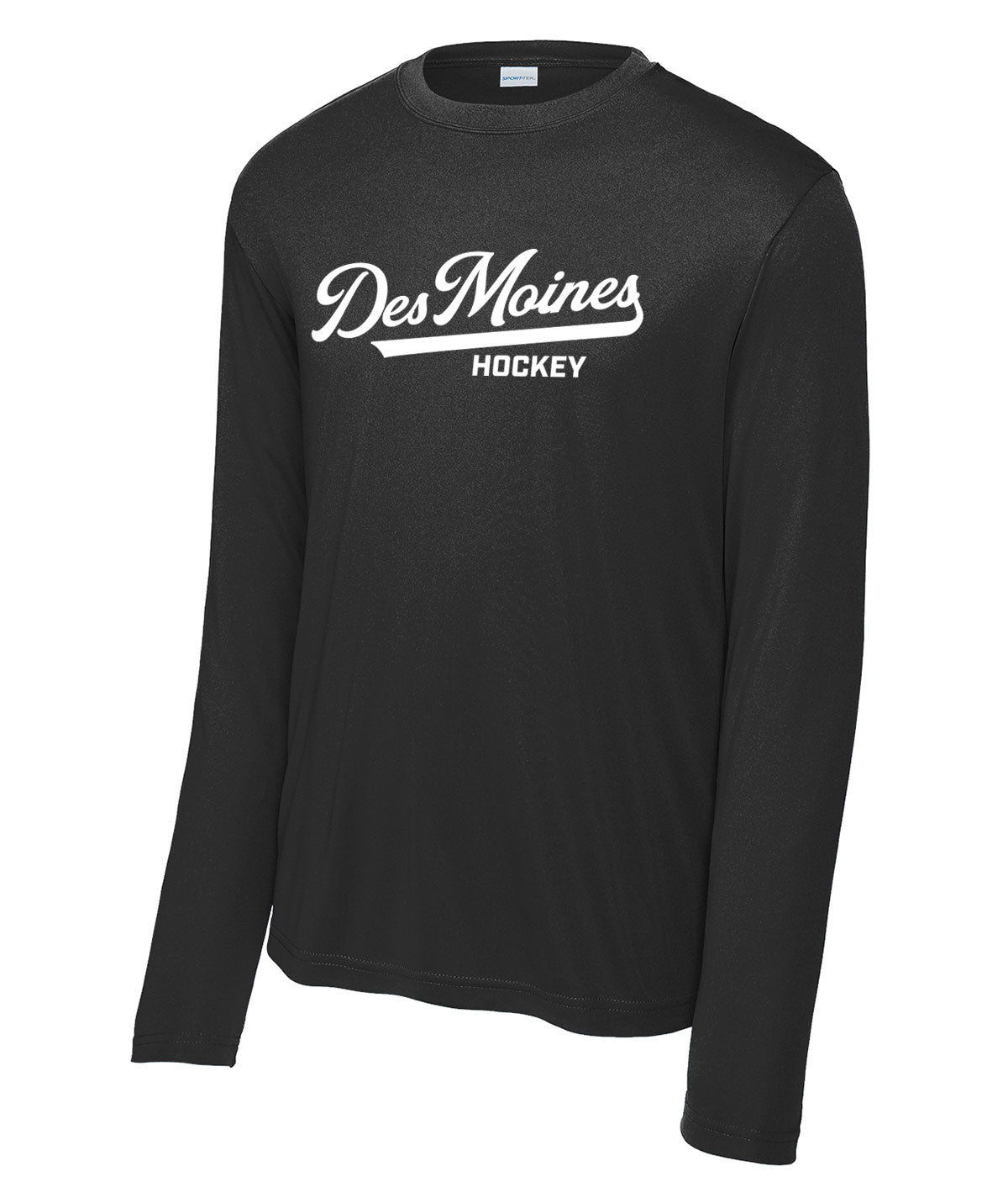Des Moines Hockey Script Long-Sleeve Performance Tee