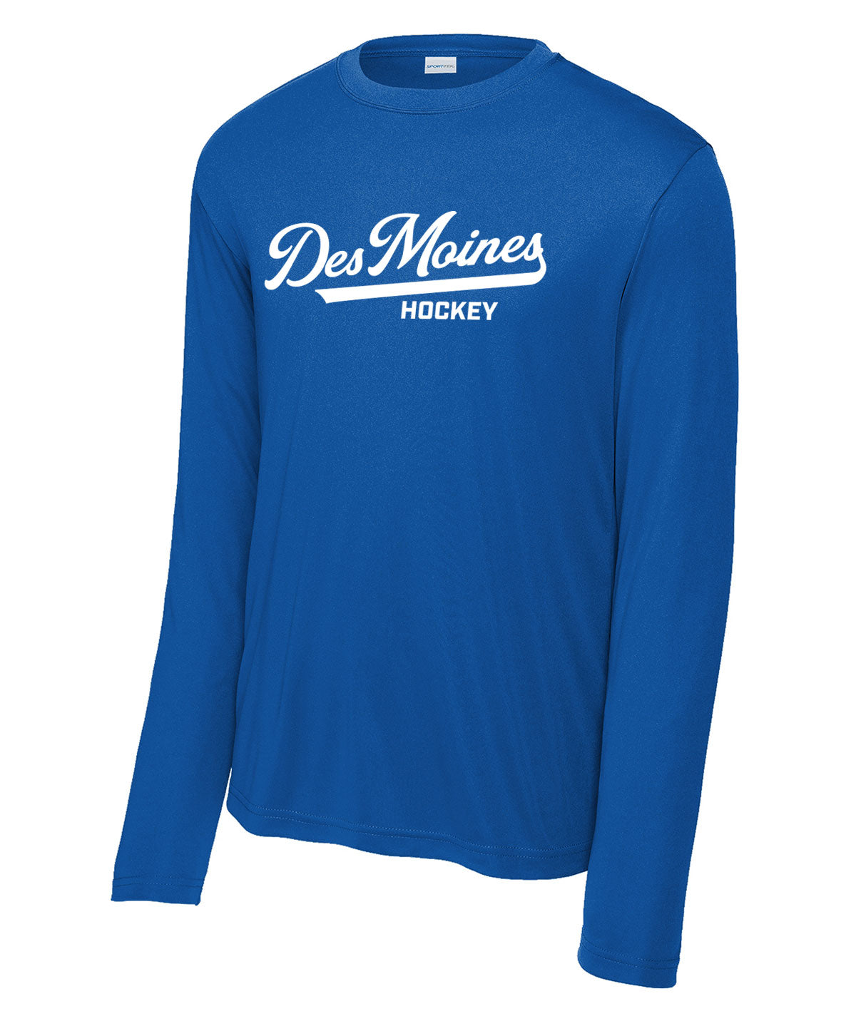 Des Moines Hockey Script Long-Sleeve Performance Tee