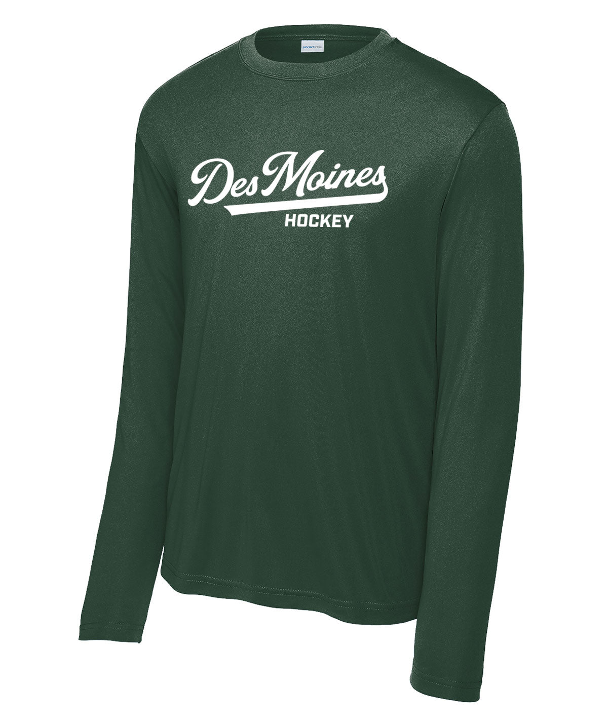 Des Moines Hockey Script Long-Sleeve Performance Tee
