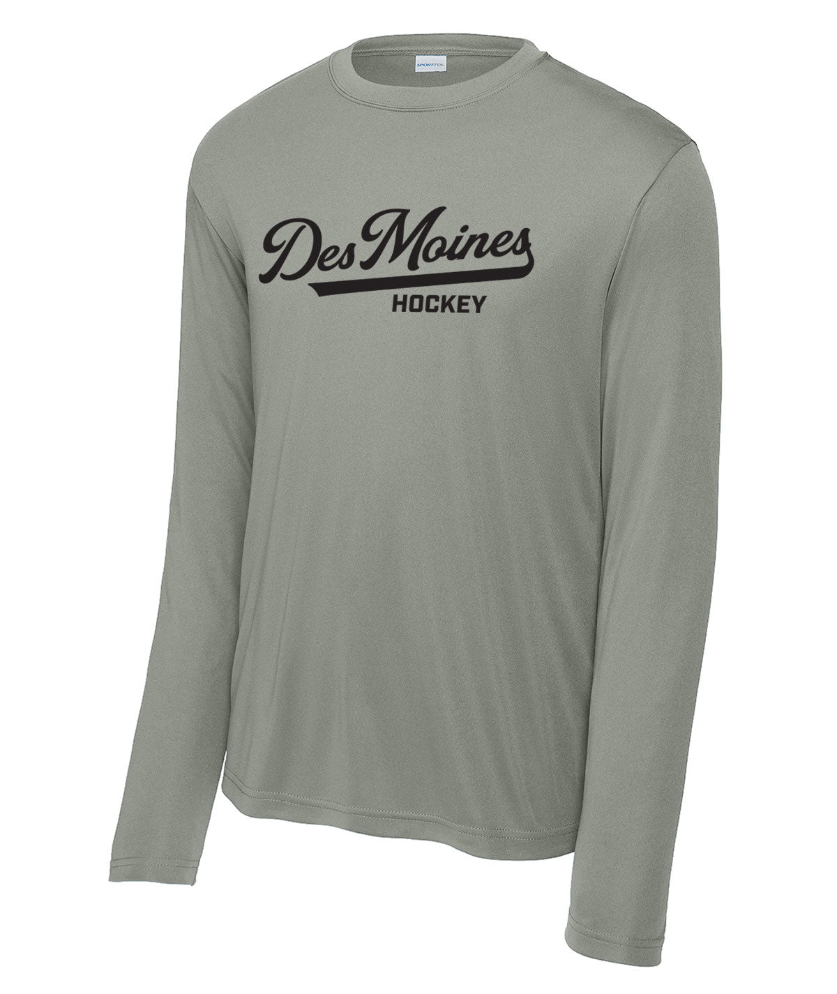 Des Moines Hockey Script Long-Sleeve Performance Tee