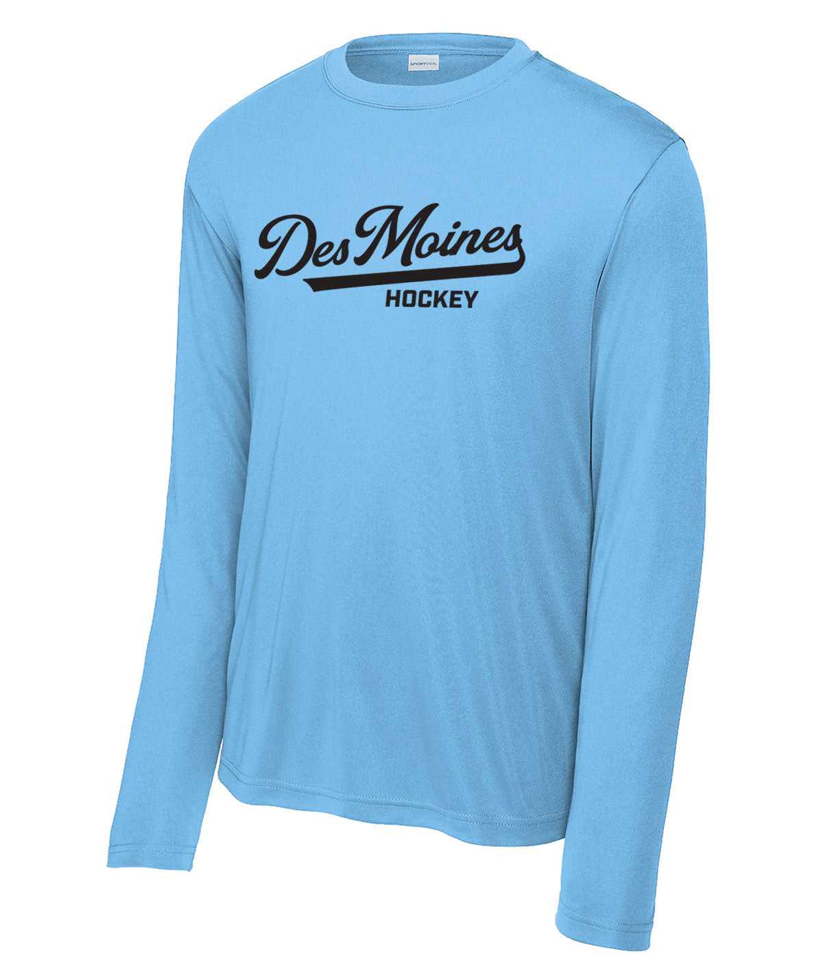 Des Moines Hockey Script Long-Sleeve Performance Tee