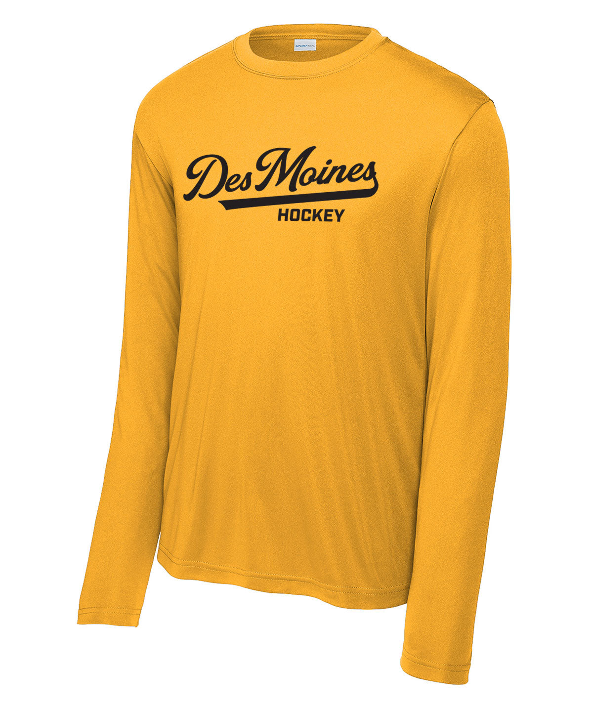 Des Moines Hockey Script Long-Sleeve Performance Tee