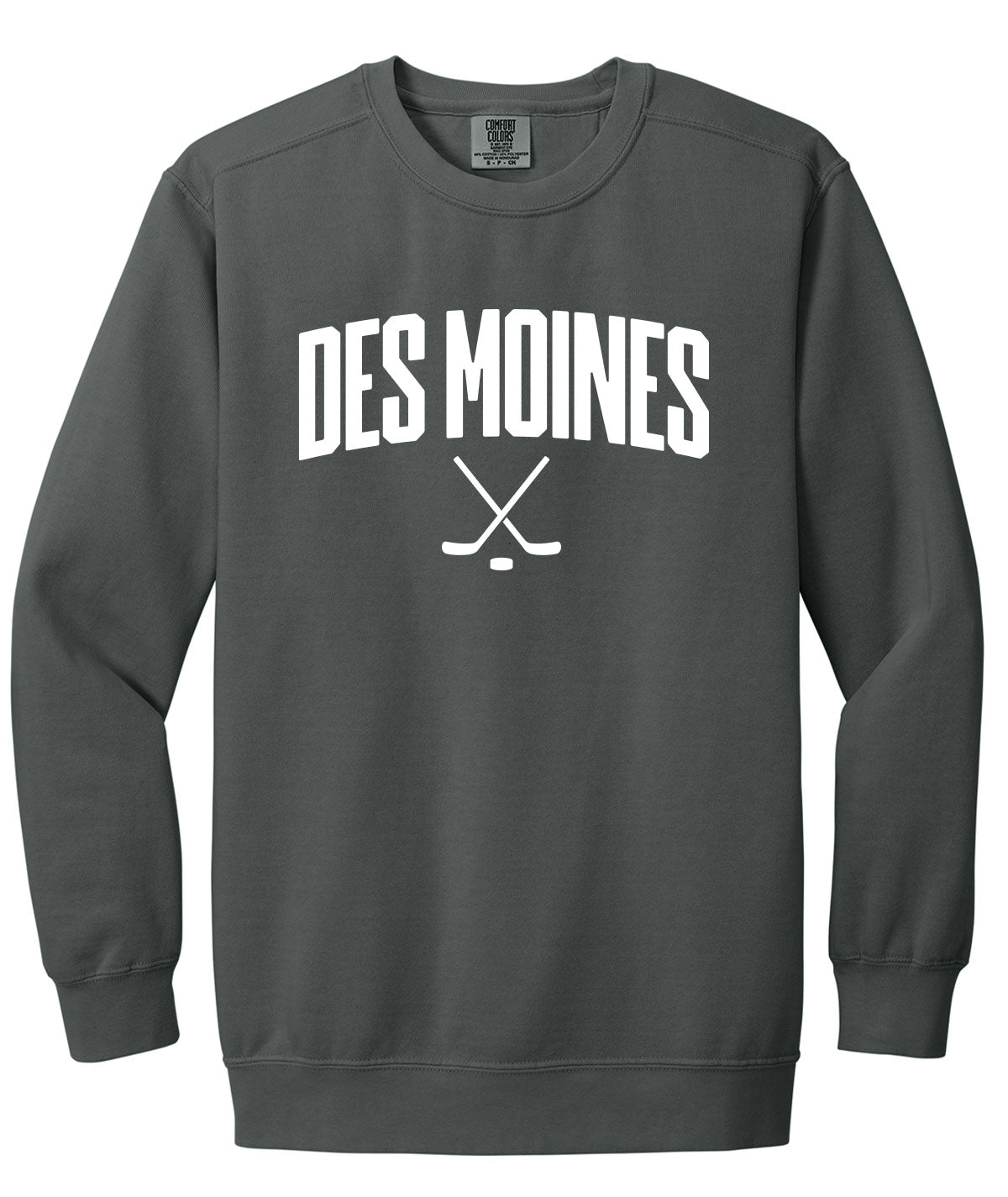 Des Moines Hockey Sticks Comfort Colors Crewneck Sweatshirt