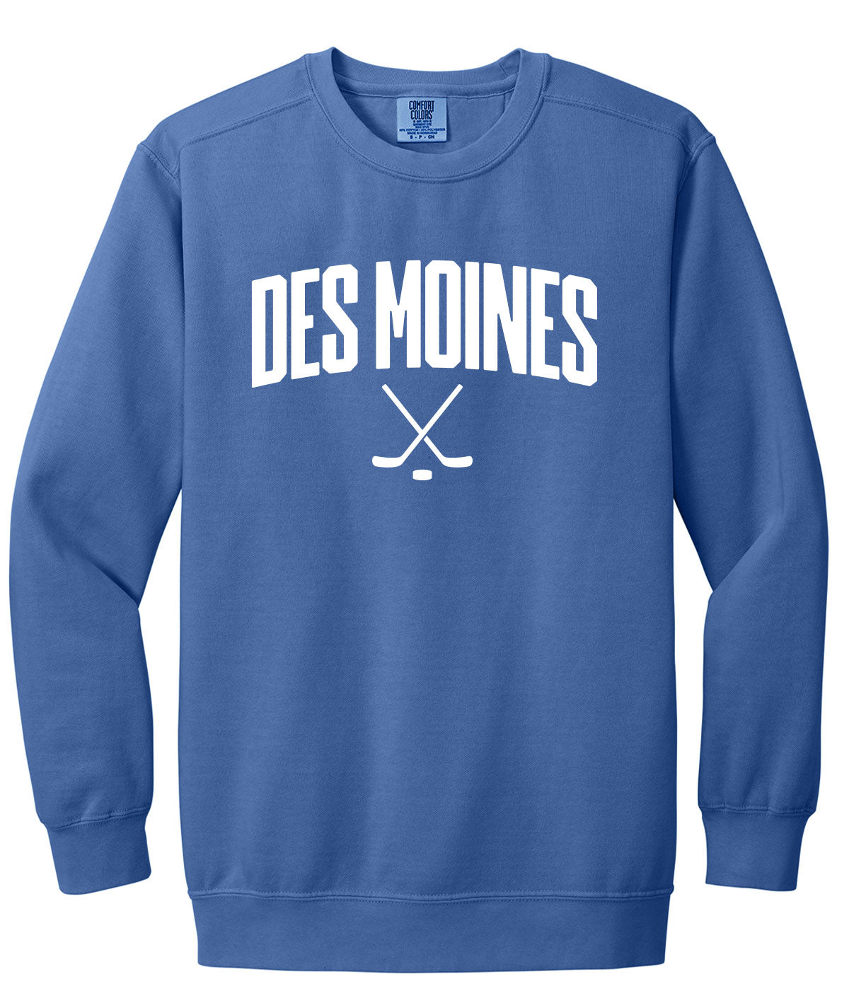 Des Moines Hockey Sticks Comfort Colors Crewneck Sweatshirt