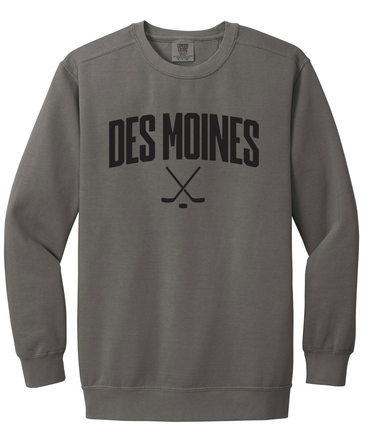 Des Moines Hockey Sticks Comfort Colors Crewneck Sweatshirt