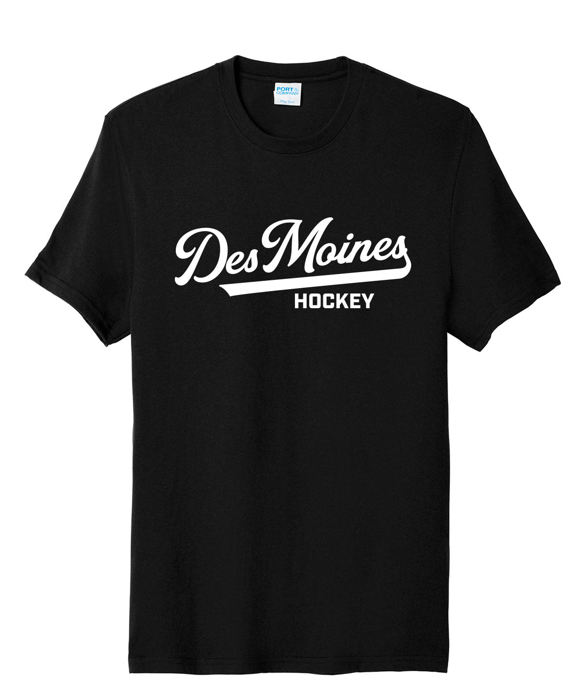 Des Moines Hockey Script Youth Soft Tee