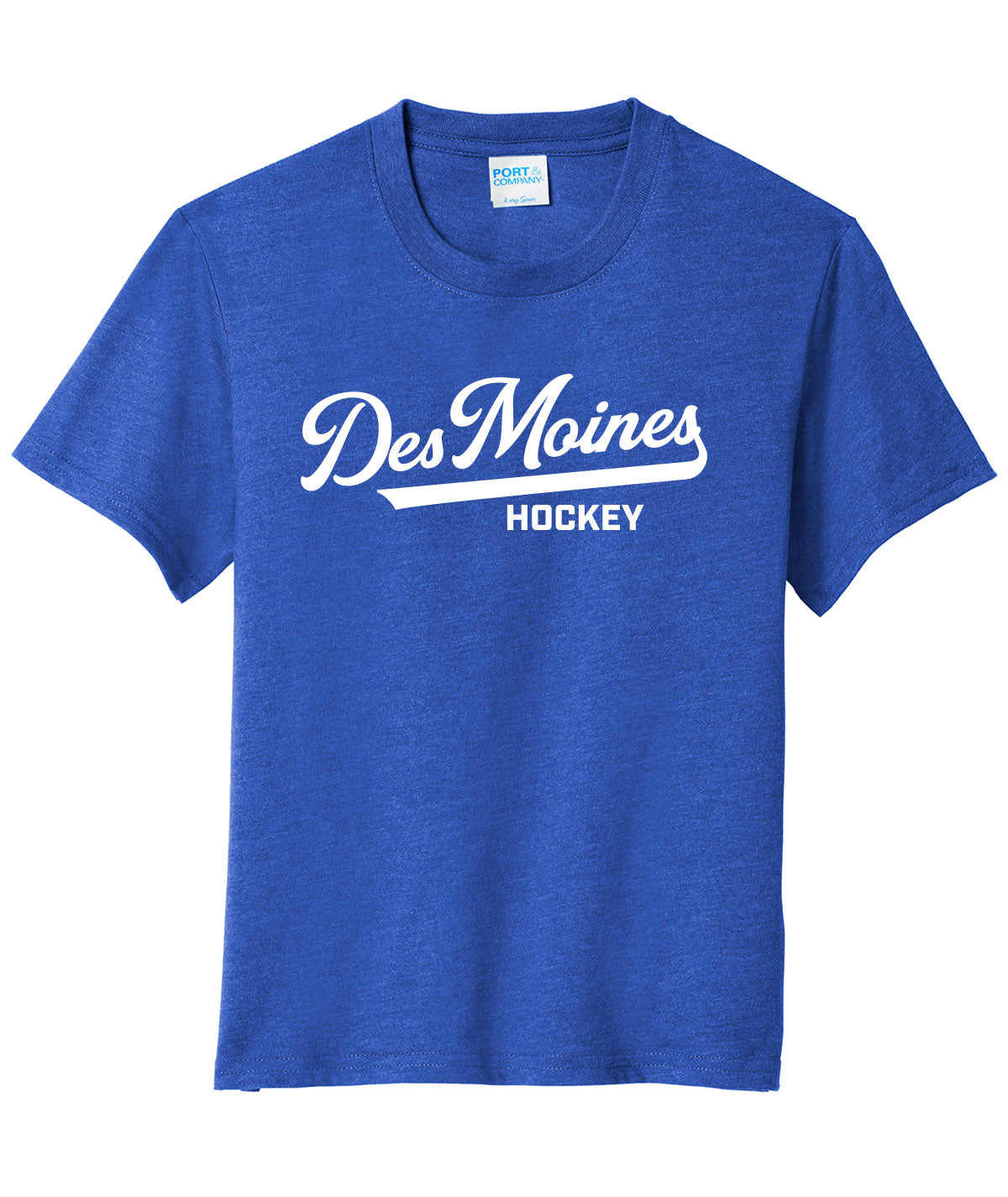 Des Moines Hockey Script Youth Soft Tee