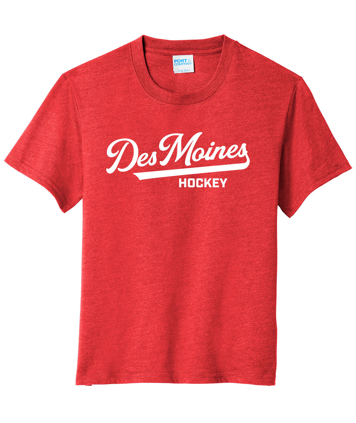 Des Moines Hockey Script Youth Soft Tee