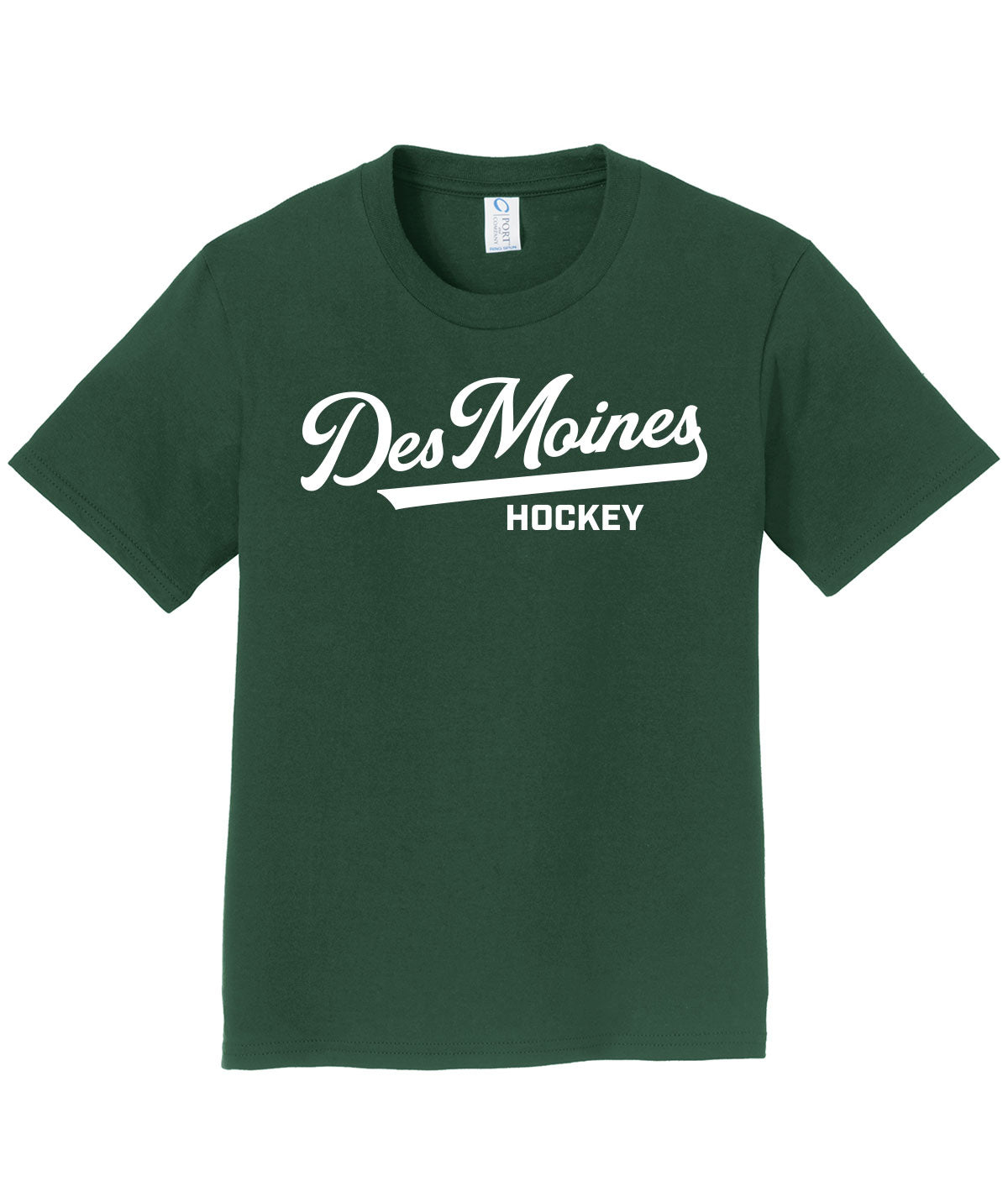 Des Moines Hockey Script Youth Soft Tee