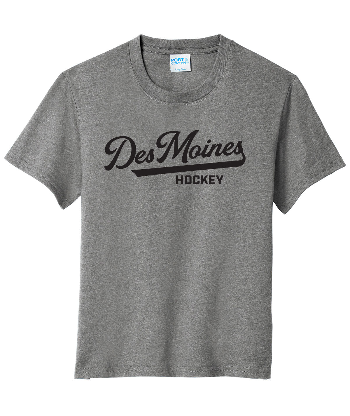 Des Moines Hockey Script Youth Soft Tee