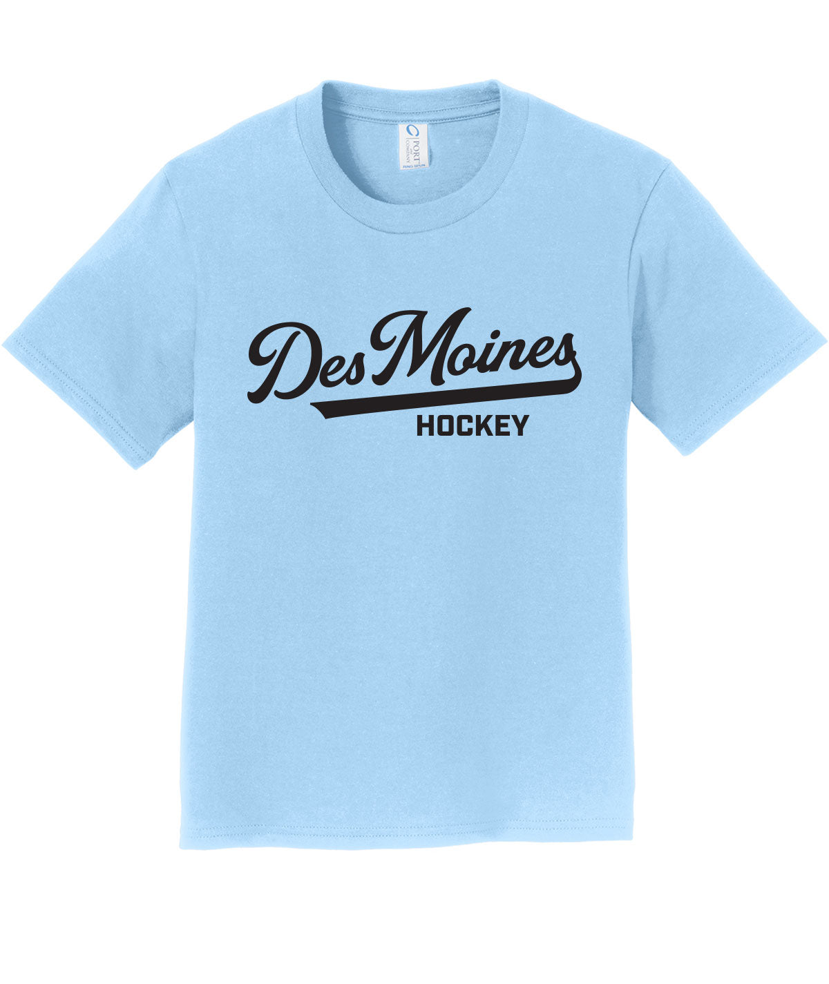 Des Moines Hockey Script Youth Soft Tee