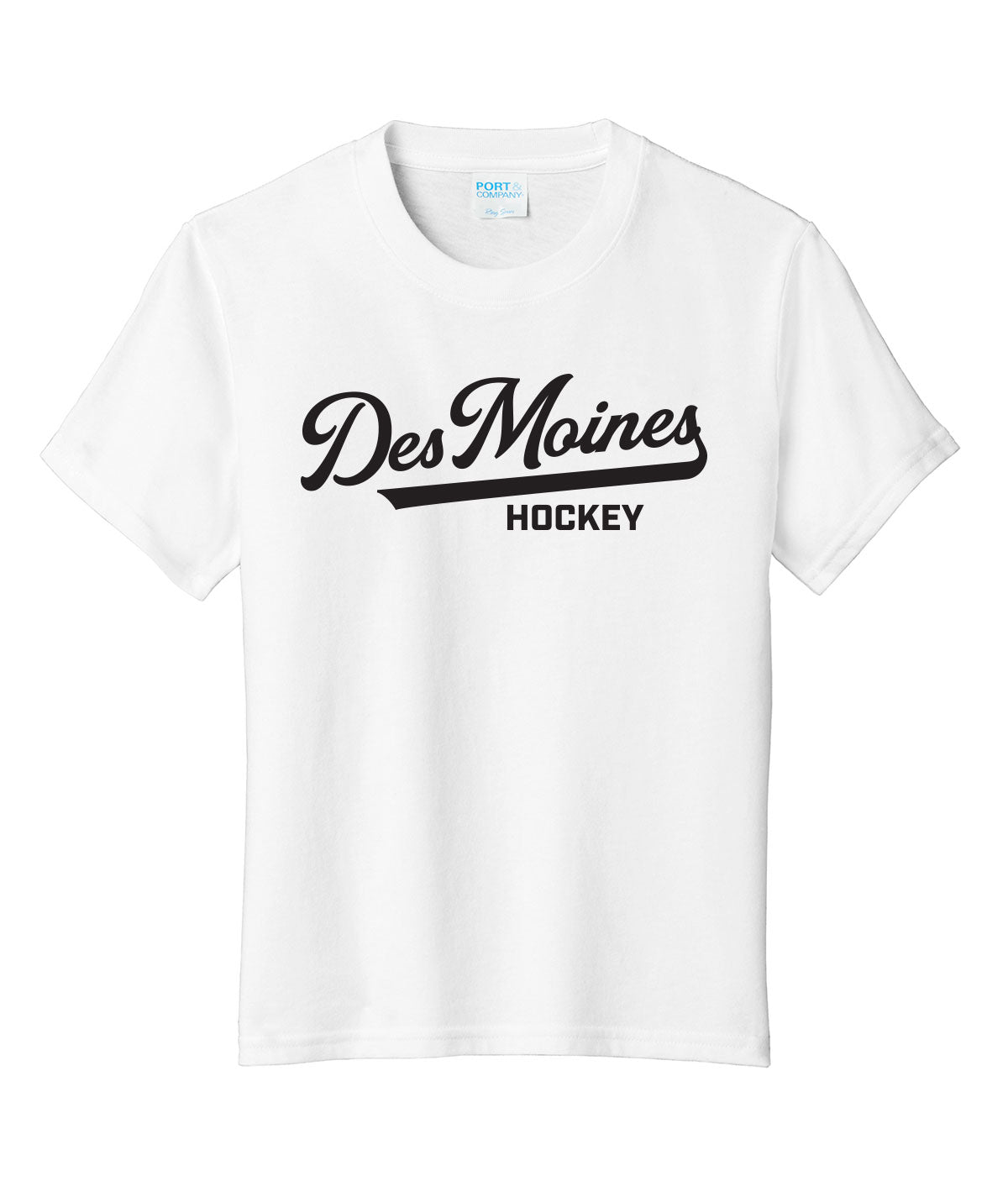 Des Moines Hockey Script Youth Soft Tee