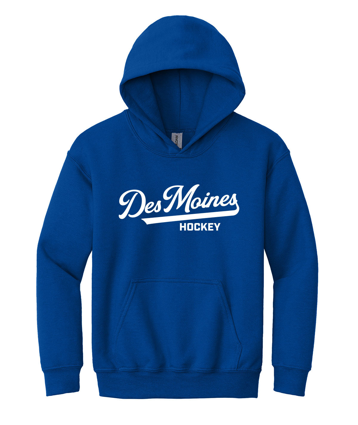 Des Moines Hockey Script Youth Hooded Sweatshirt