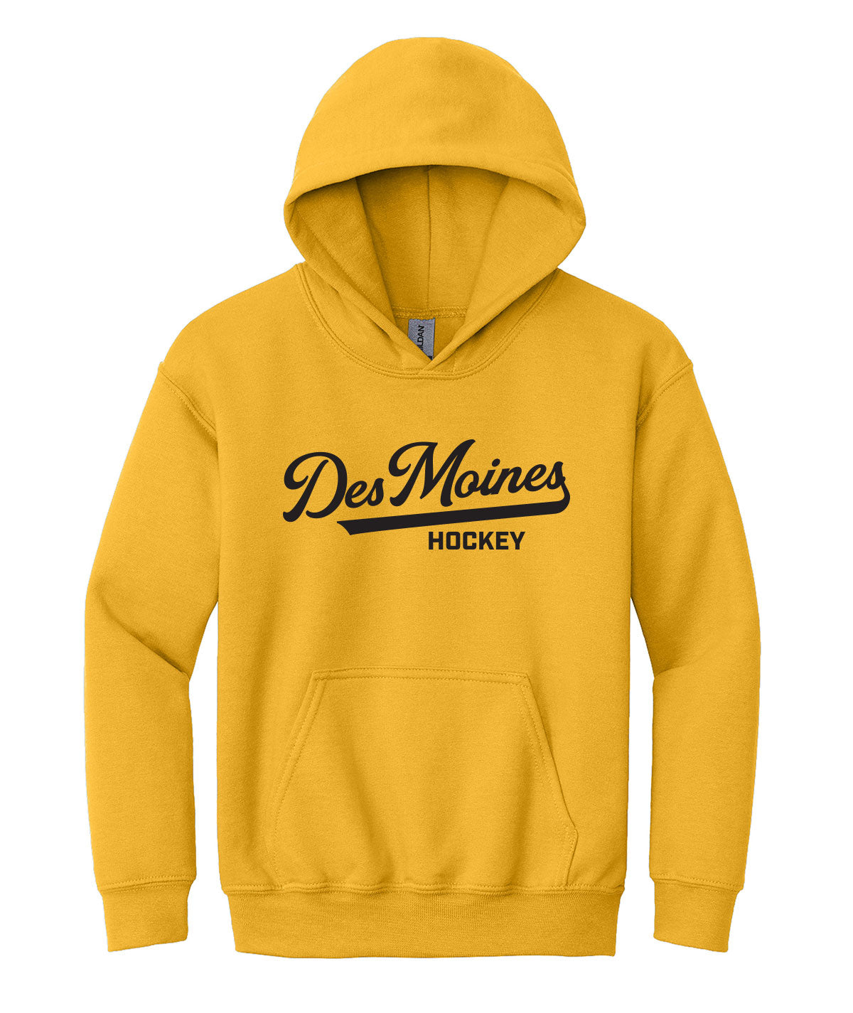 Des Moines Hockey Script Youth Hooded Sweatshirt