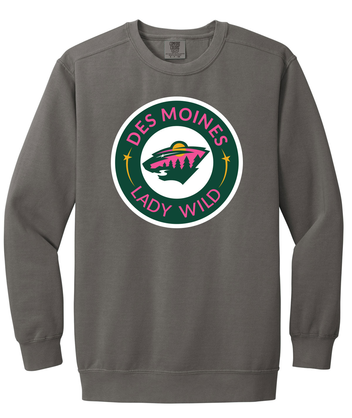 Des Moines Lady Wild Comfort Colors Crewneck Sweatshirt