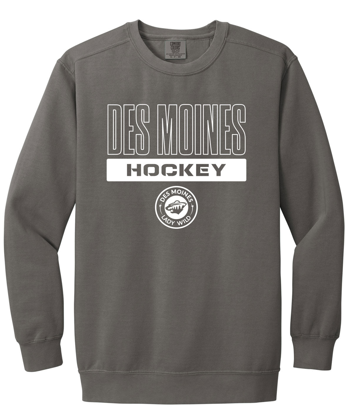 Des Moines Lady Wild Comfort Colors Crewneck Sweatshirt