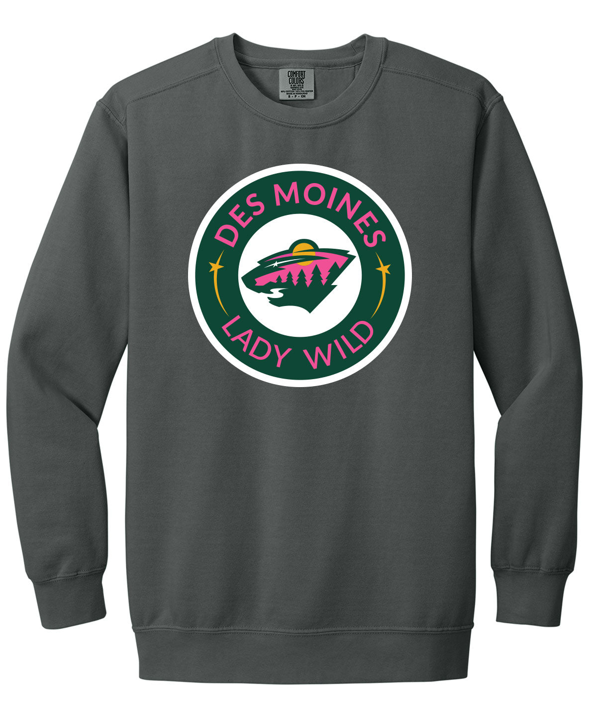 Des Moines Lady Wild Comfort Colors Crewneck Sweatshirt