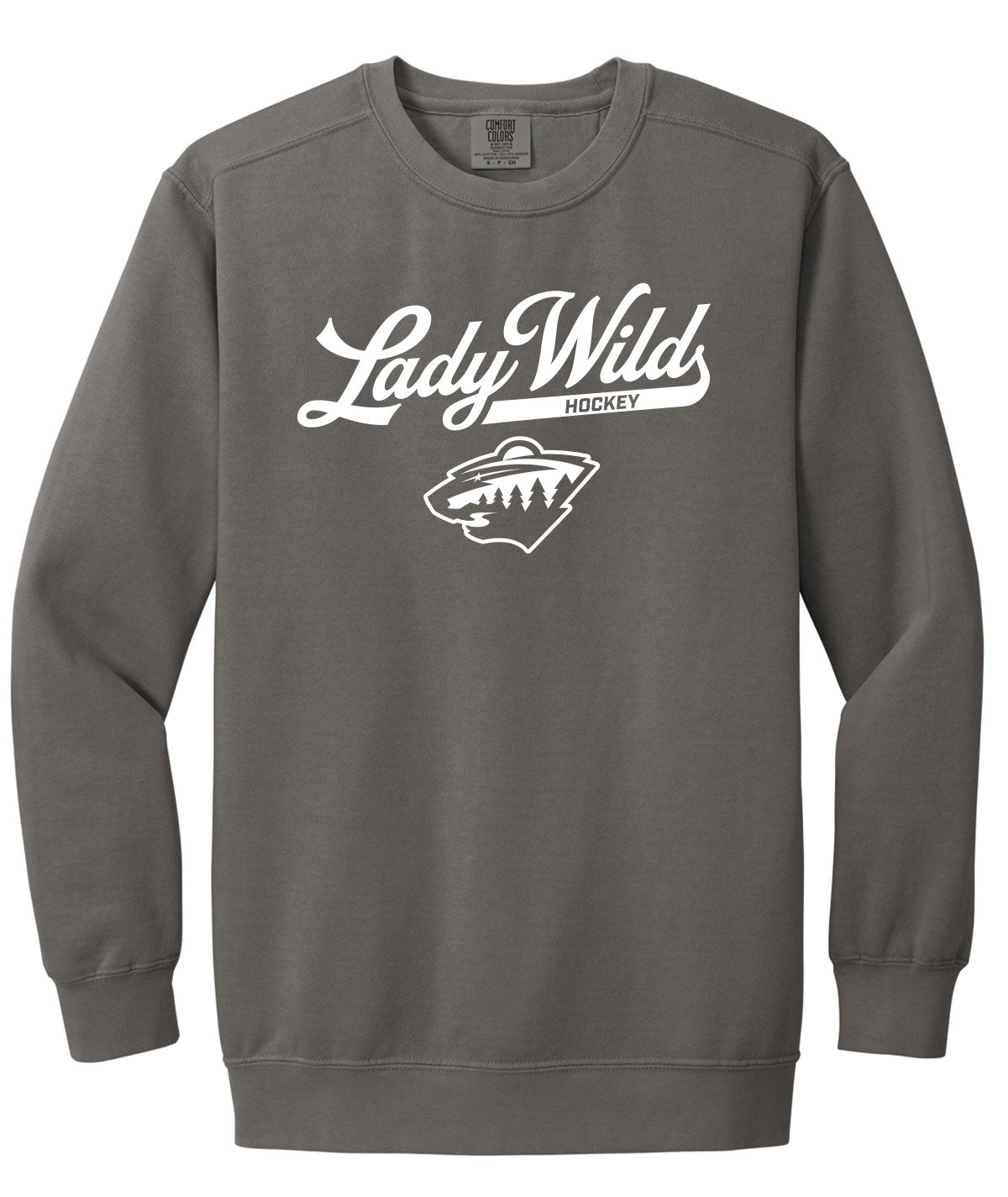 Des Moines Lady Wild Script Comfort Colors Crewneck Sweatshirt
