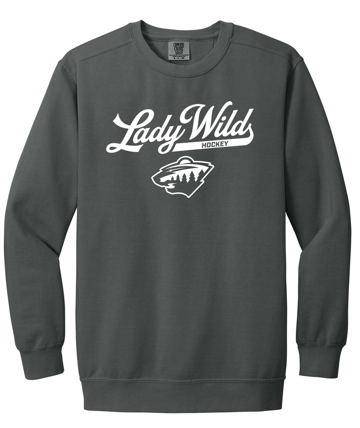 Des Moines Lady Wild Script Comfort Colors Crewneck Sweatshirt