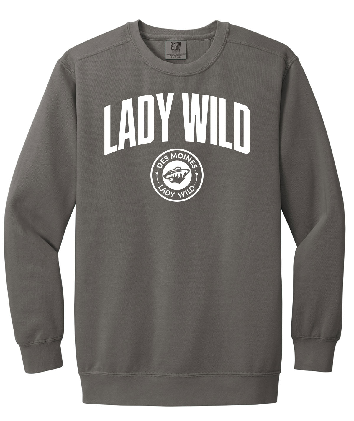Des Moines Lady Wild Arch Comfort Colors Crewneck Sweatshirt