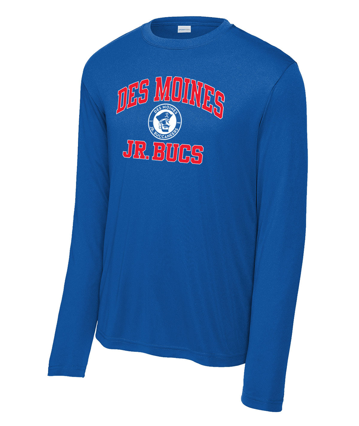 Des Moines Jr. Bucs Throwback Wordmark Long-Sleeve Performance Tee