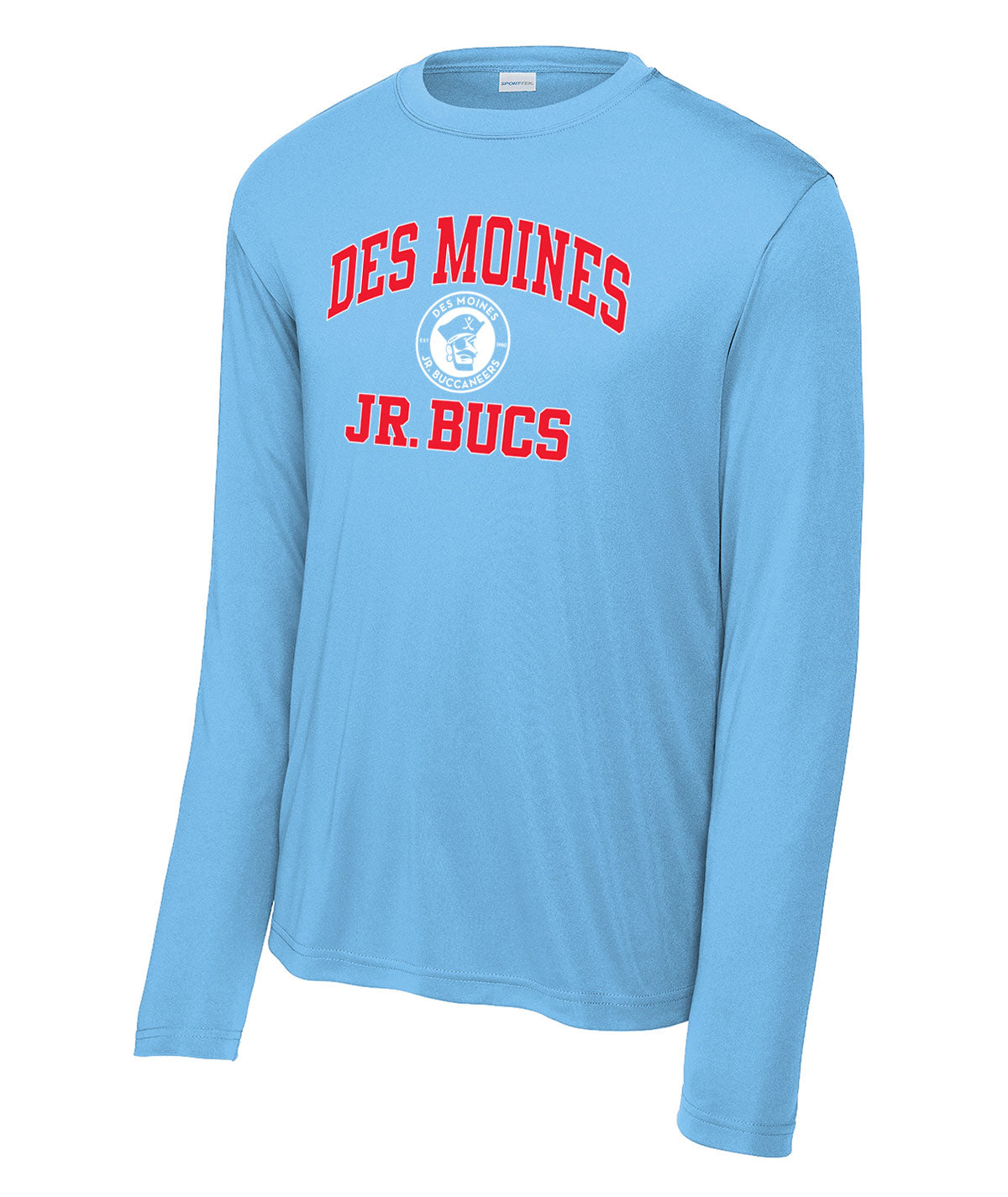 Des Moines Jr. Bucs Throwback Wordmark Long-Sleeve Performance Tee