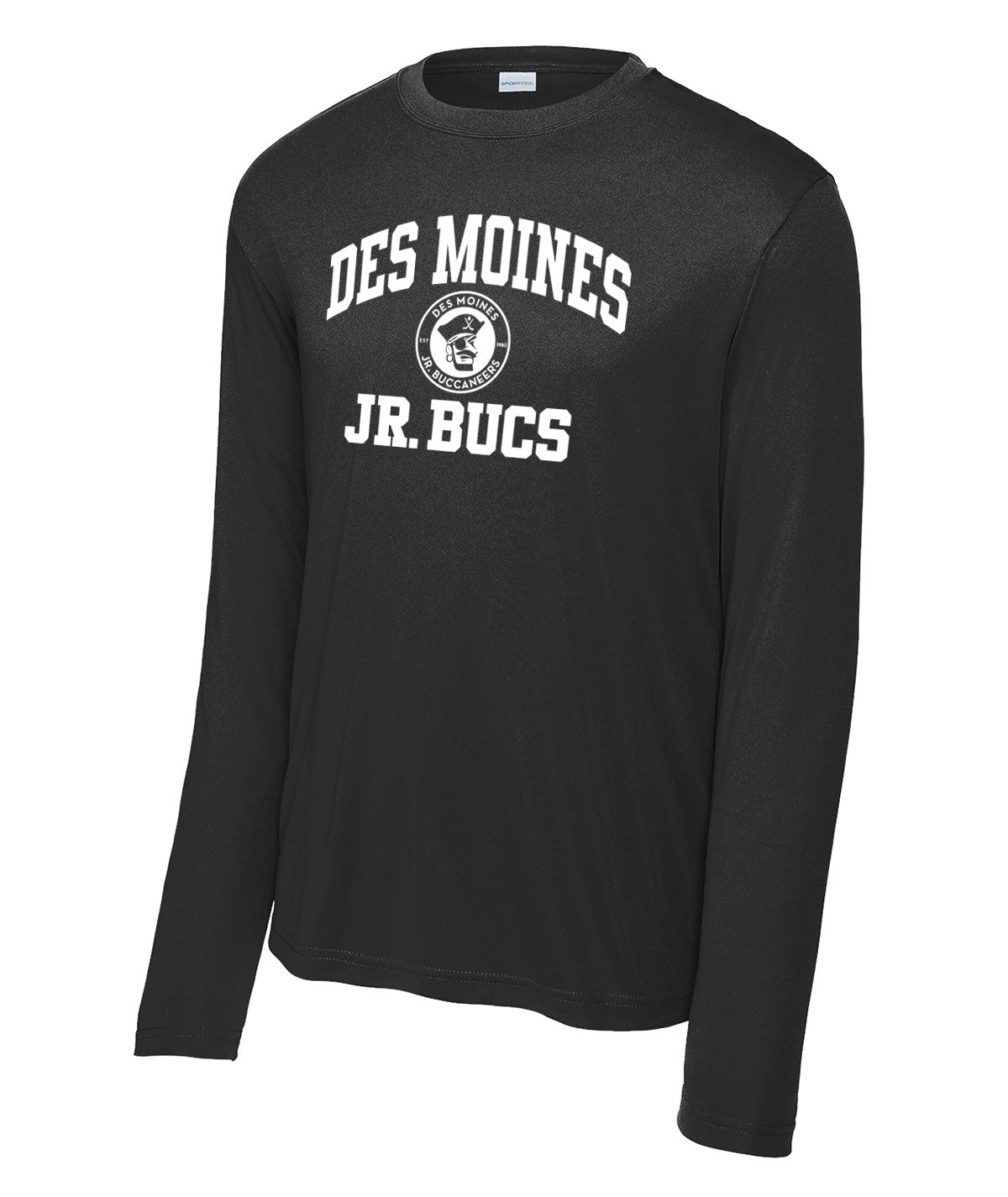 Des Moines Jr. Bucs Throwback Wordmark Long-Sleeve Performance Tee
