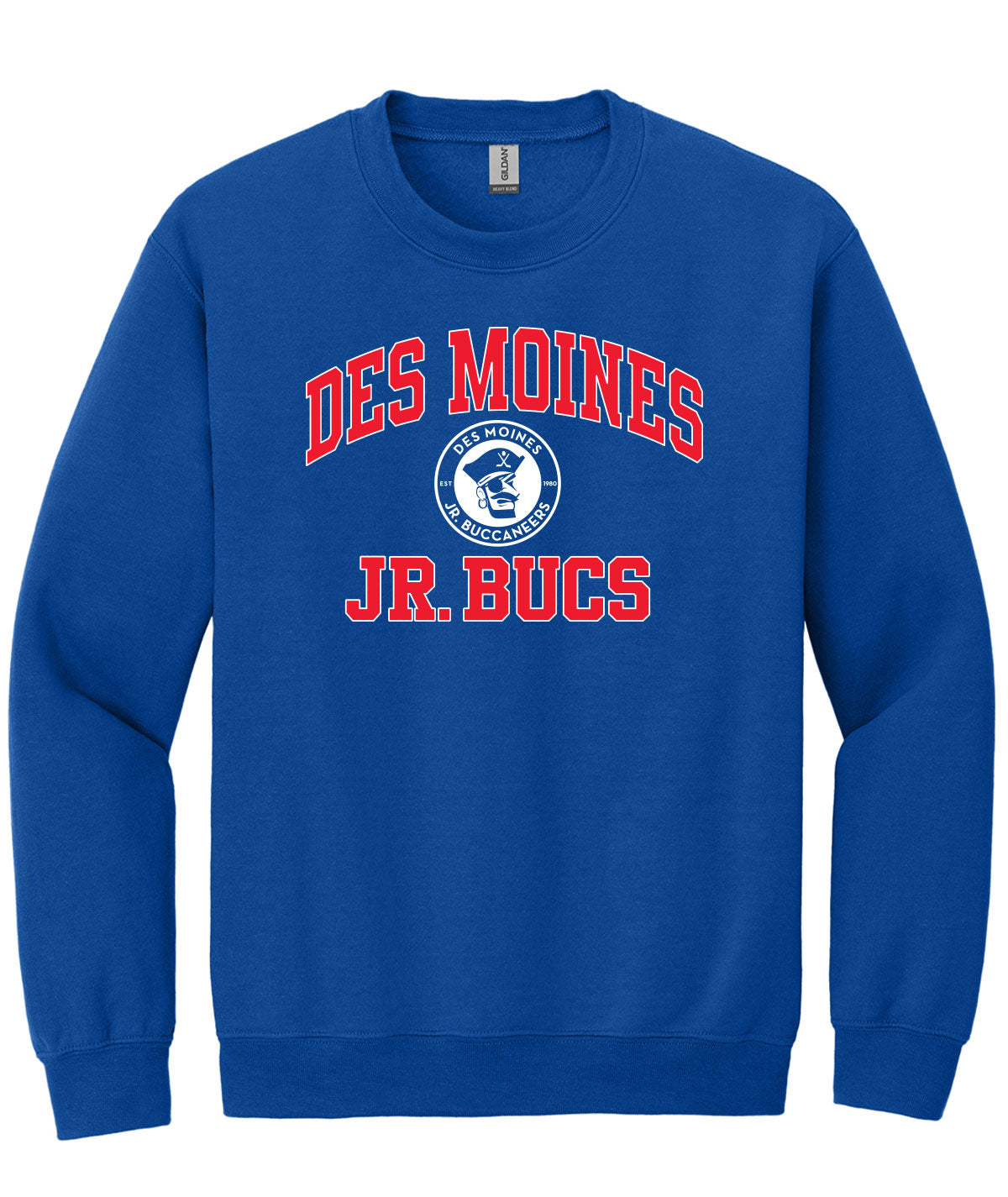 Des Moines Jr. Bucs Throwback Wordmark Crewneck Sweatshirt