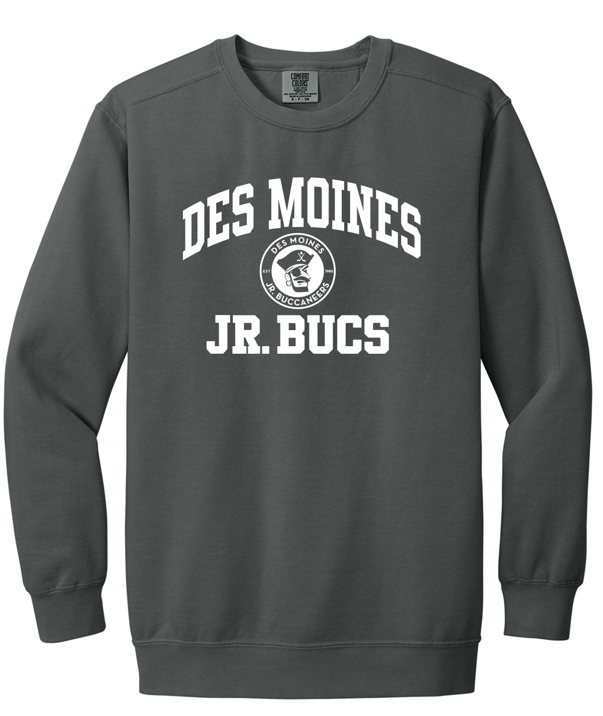 Des Moines Jr. Bucs Throwback Wordmark Comfort Colors Crewneck Sweatshirt