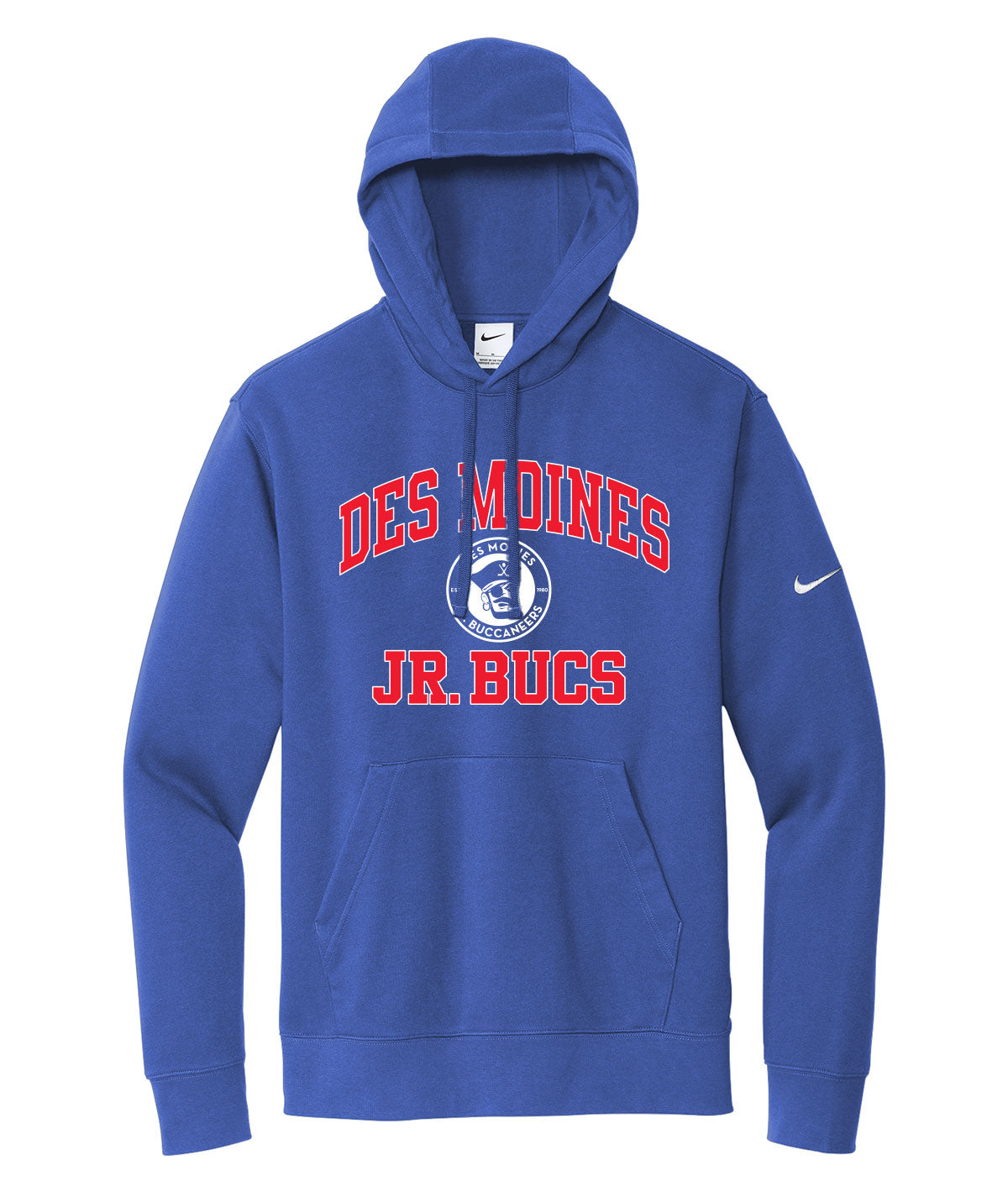 Des Moines Jr. Bucs Throwback Wordmark Nike Fleece Hoodie
