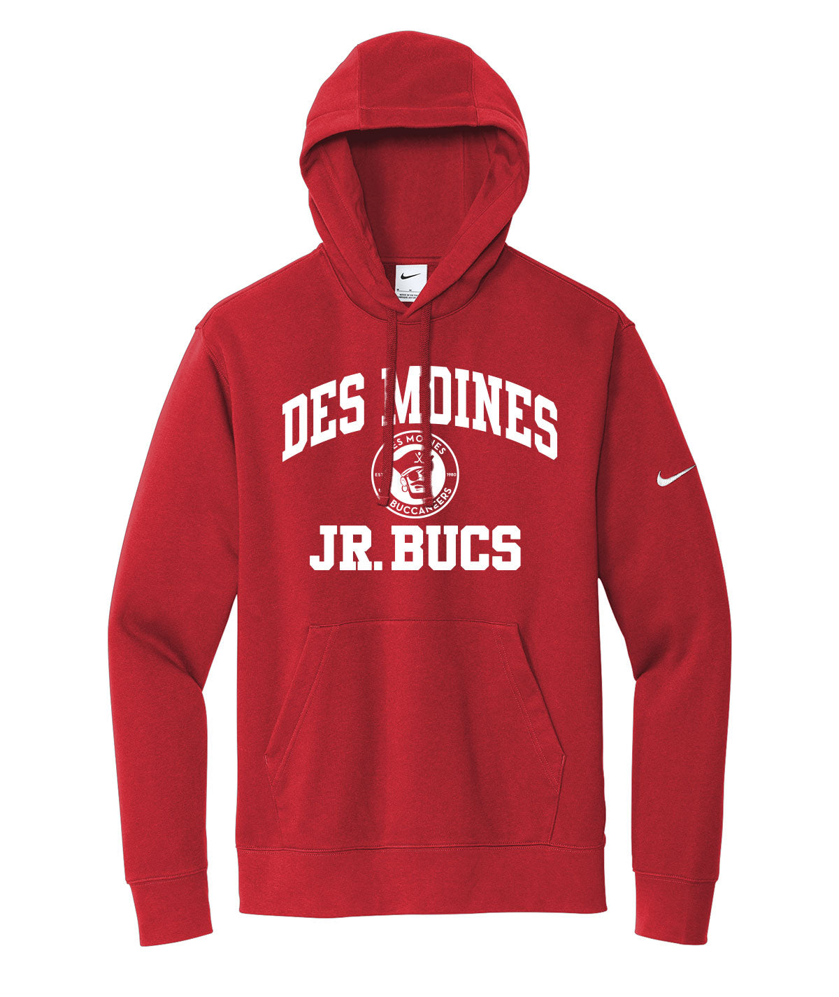 Des Moines Jr. Bucs Throwback Wordmark Nike Fleece Hoodie