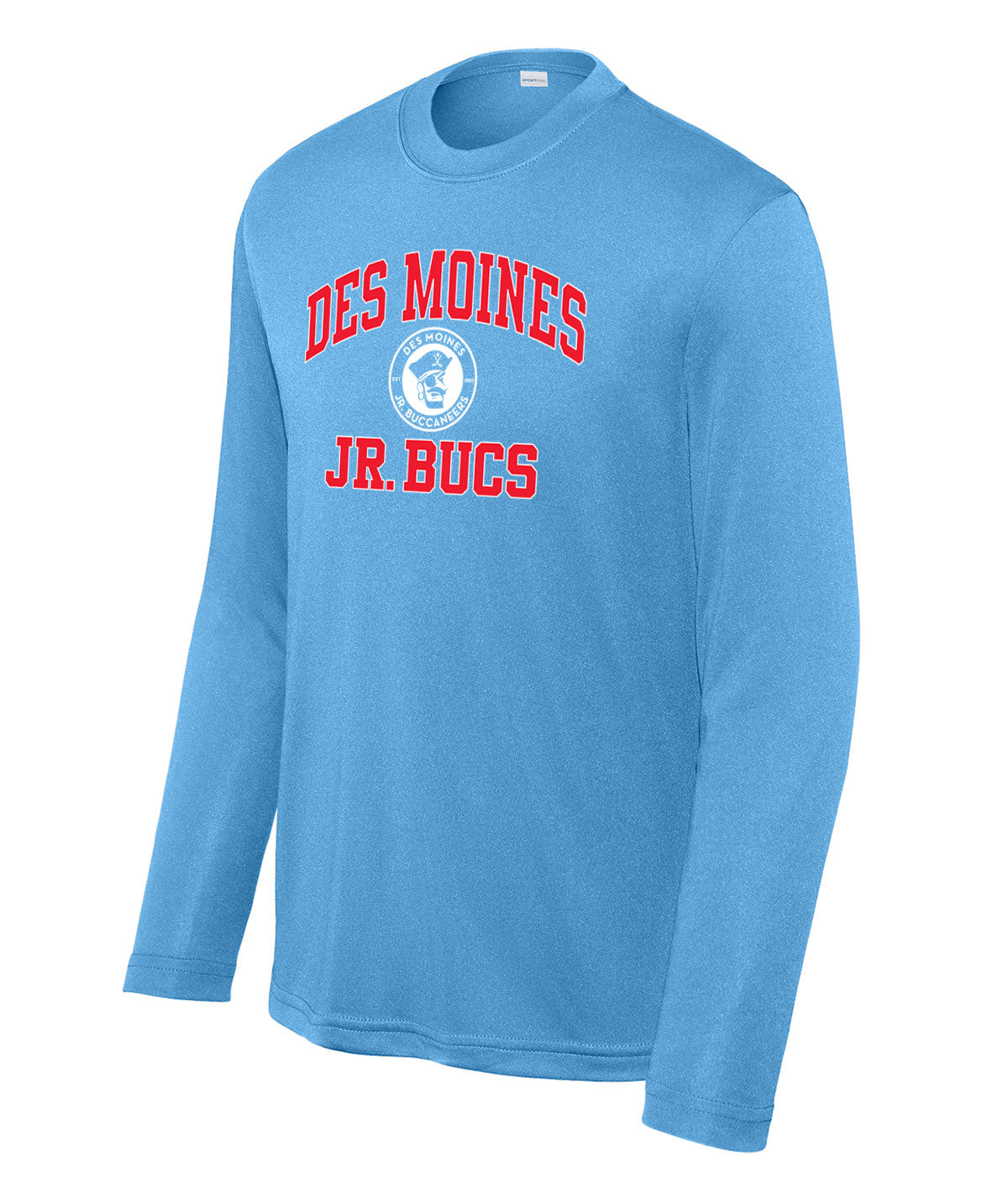 Des Moines Jr. Bucs Throwback Wordmark Youth Long-Sleeve Performance Tee