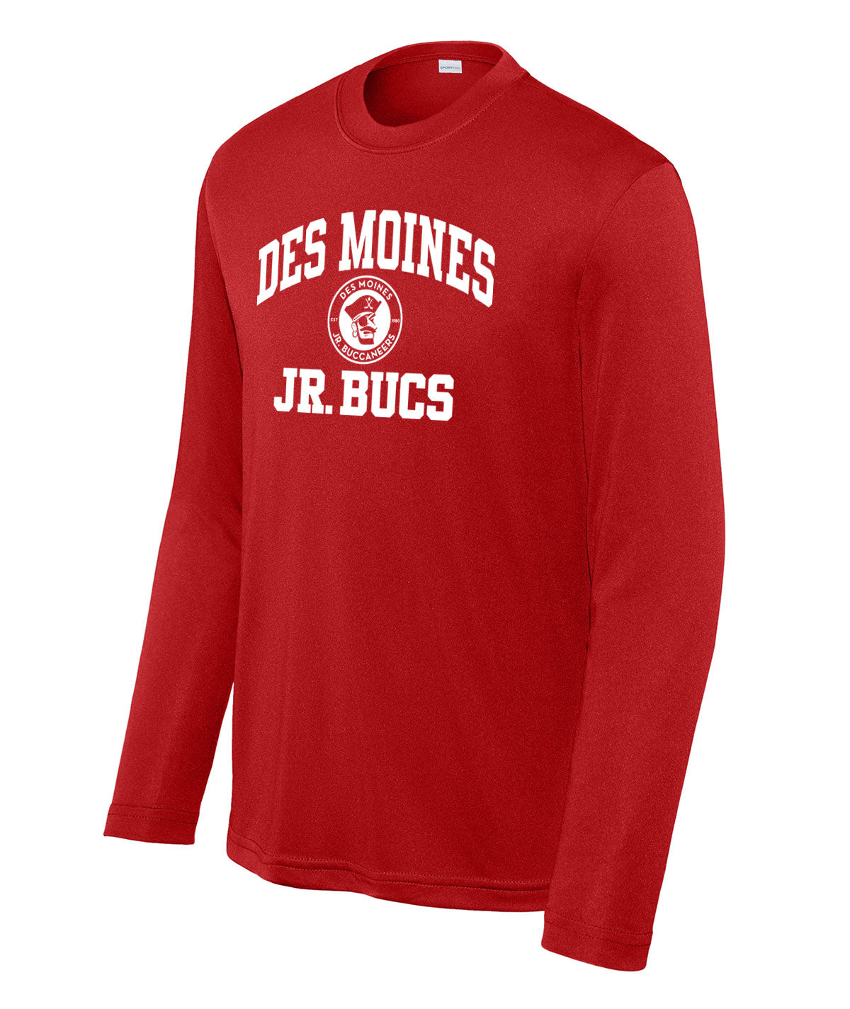 Des Moines Jr. Bucs Throwback Wordmark Youth Long-Sleeve Performance Tee