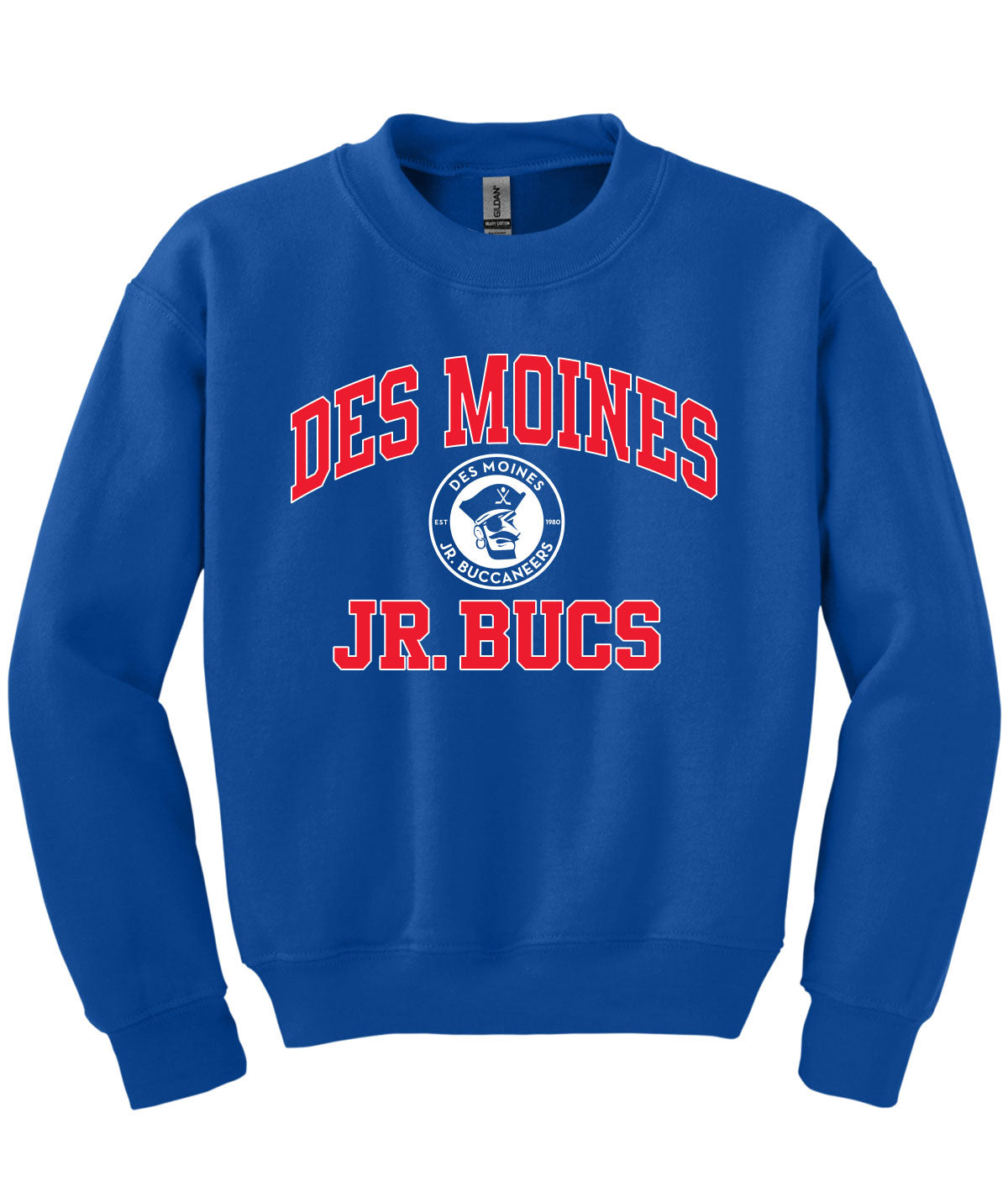 Des Moines Jr. Bucs Throwback Wordmark Youth Crewneck Sweatshirt