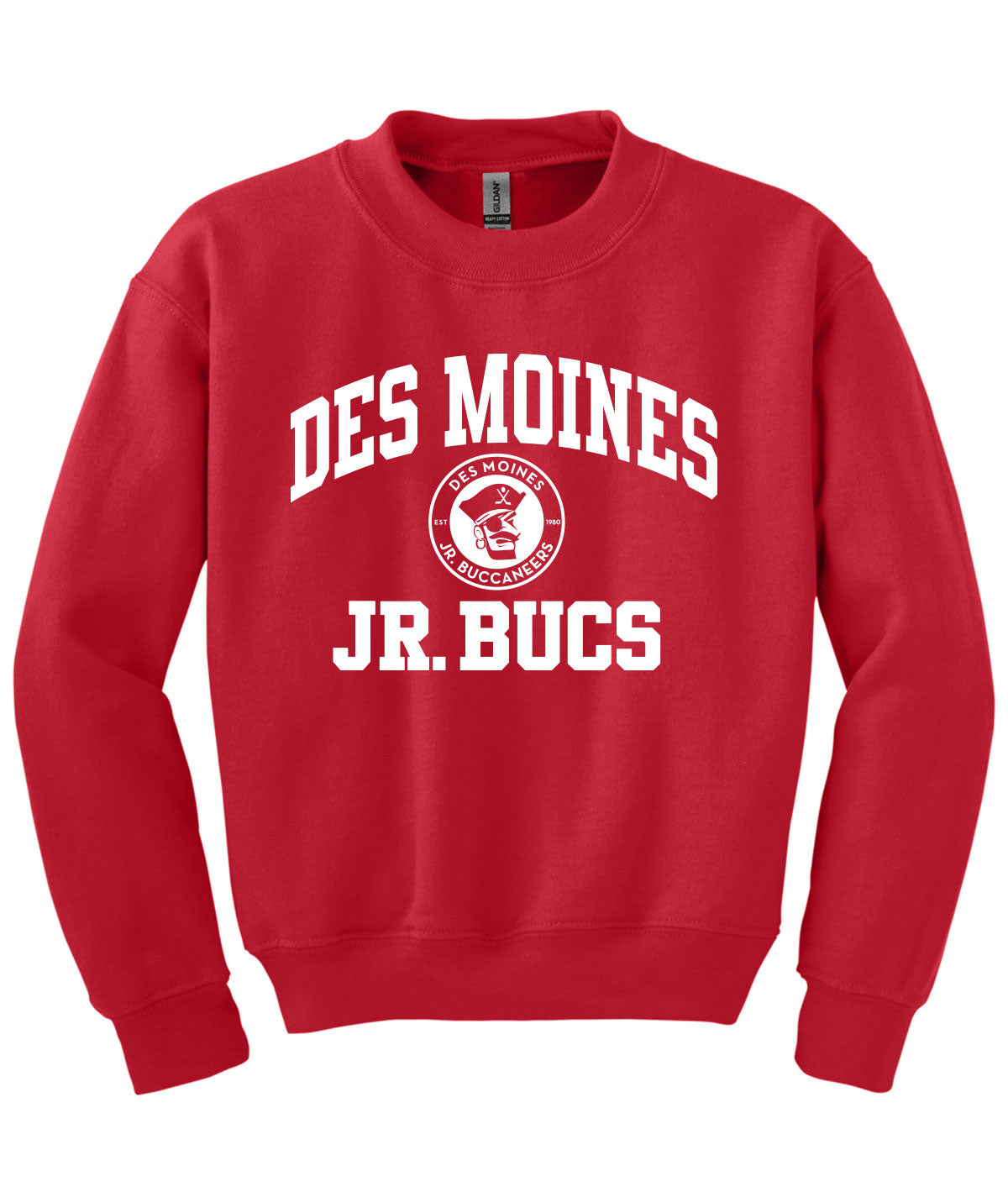 Des Moines Jr. Bucs Throwback Wordmark Youth Crewneck Sweatshirt