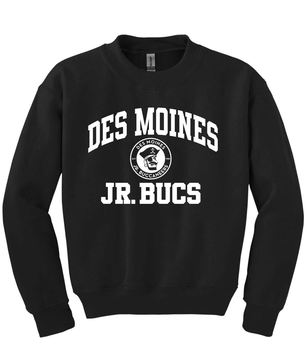 Des Moines Jr. Bucs Throwback Wordmark Youth Crewneck Sweatshirt