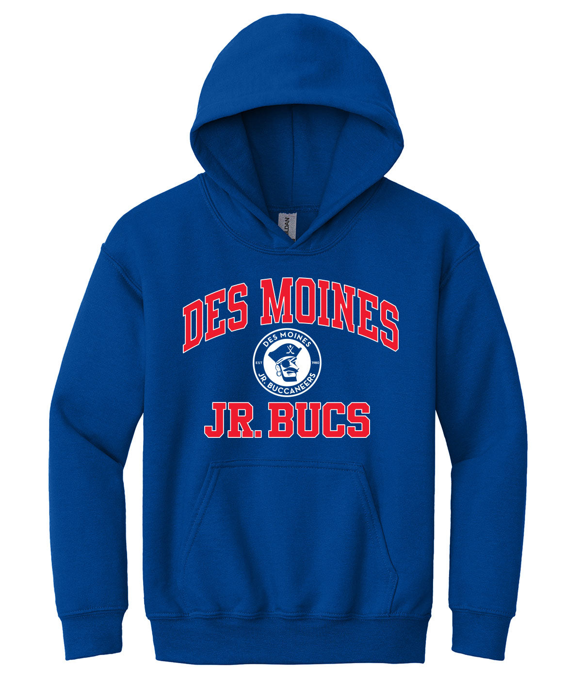 Des Moines Jr. Bucs Throwback Wordmark Youth Hooded Sweatshirt
