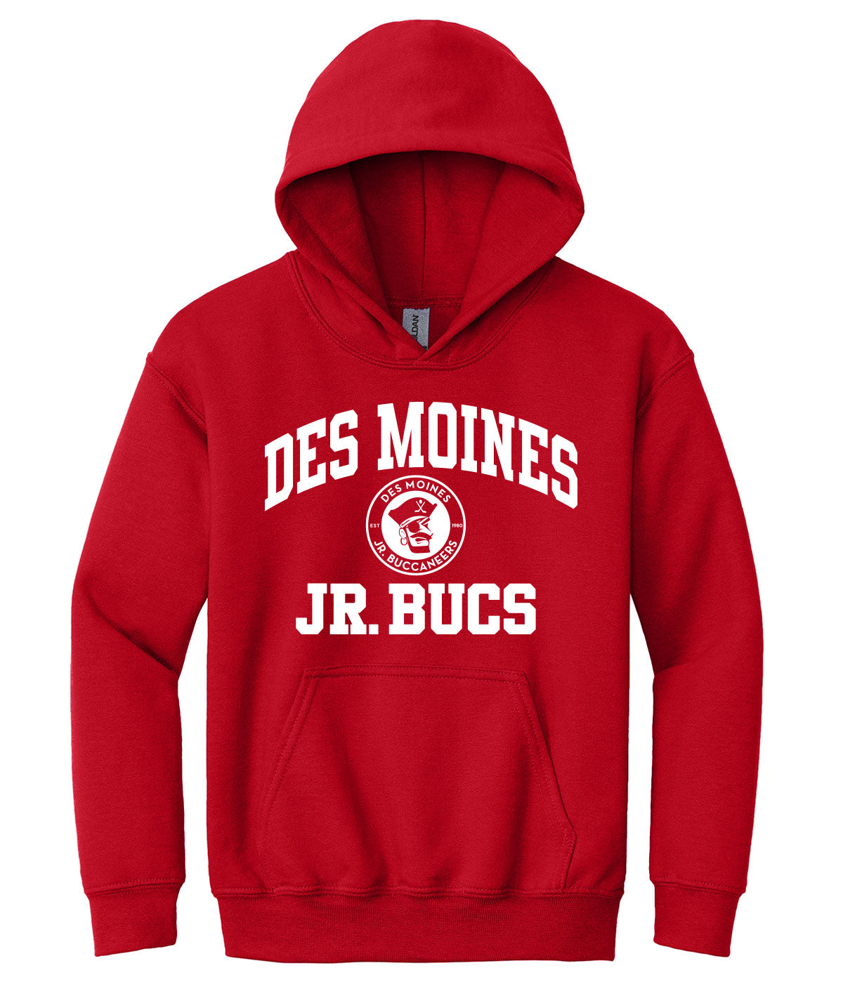 Des Moines Jr. Bucs Throwback Wordmark Youth Hooded Sweatshirt