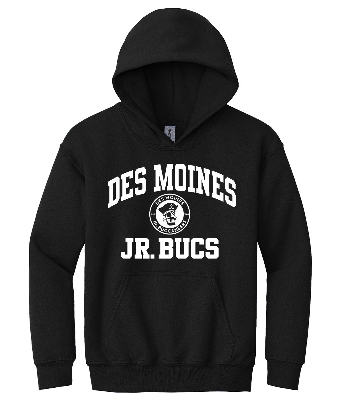 Des Moines Jr. Bucs Throwback Wordmark Youth Hooded Sweatshirt